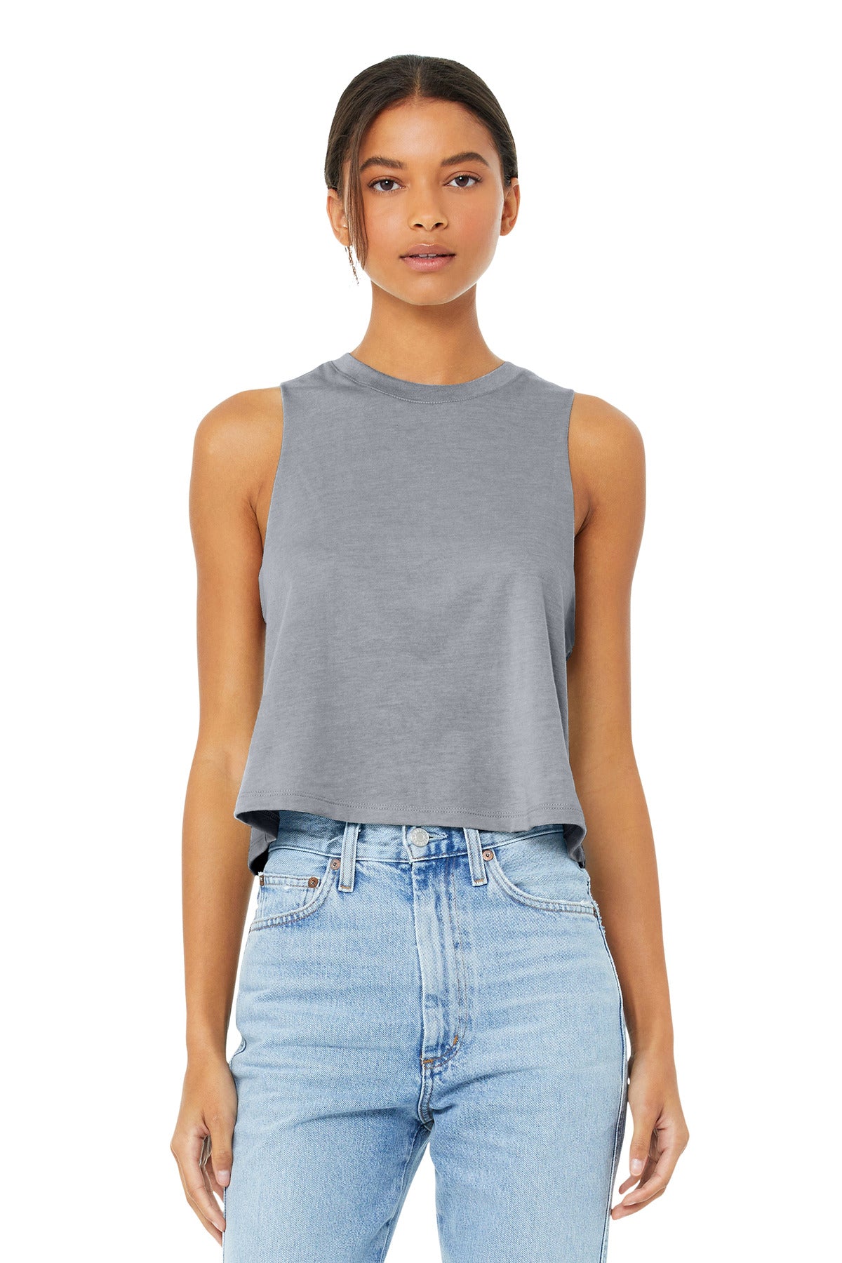 Custom Embroidery or DTF Print - BELLA+CANVAS ® Women's Racerback Cropped Tank. BC6682