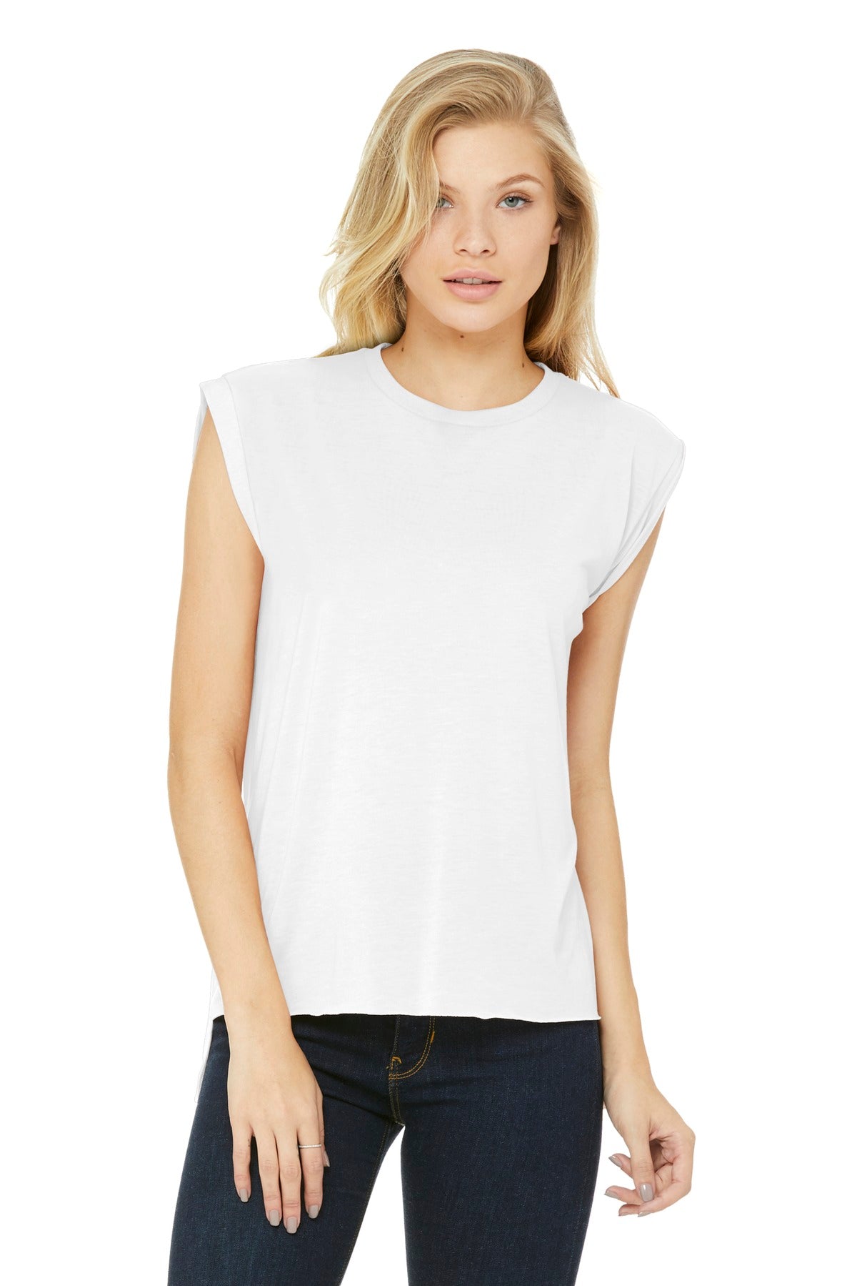 Custom Embroidery or DTF Print - DISCONTINUED BELLA+CANVAS ® Women's Flowy Muscle Tee With Rolled Cuffs. BC8804