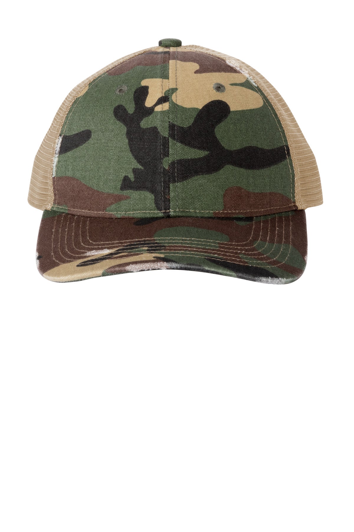 Custom Embroidery or DTF Print - Port Authority ® Distressed Mesh Back Cap C600