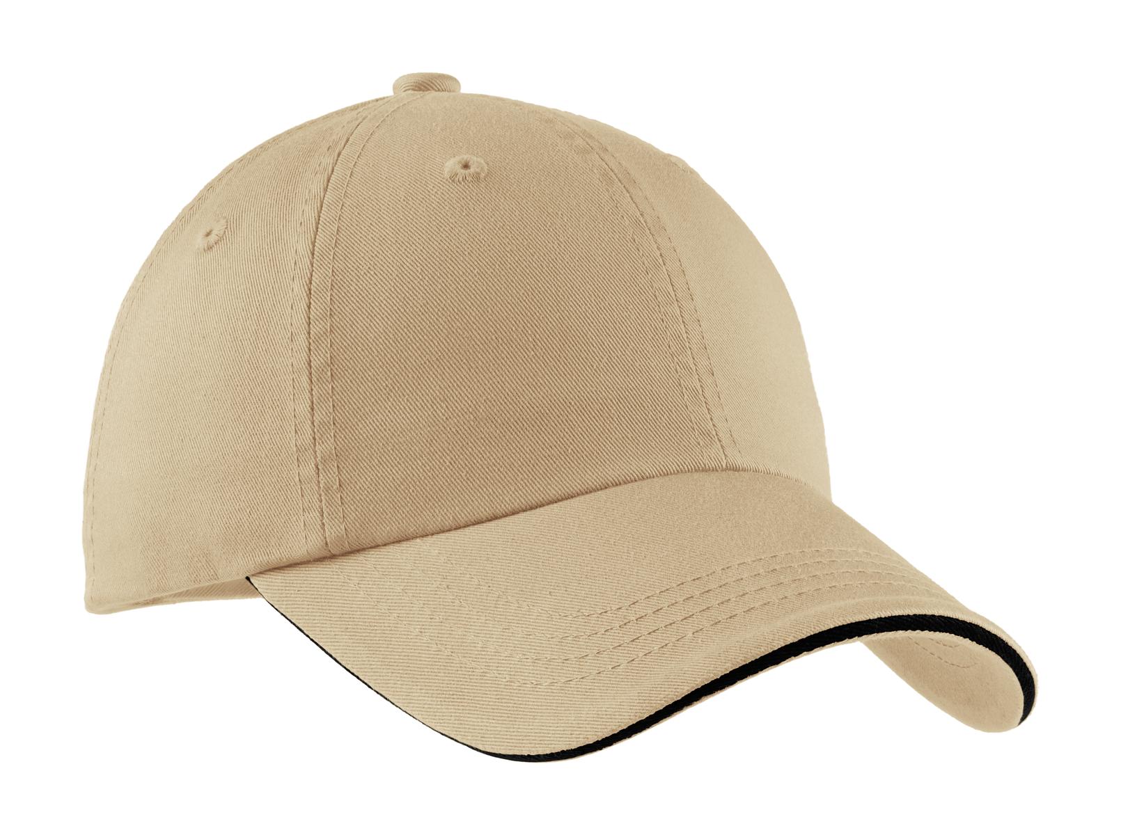 Custom Embroidery or DTF Print - Port Authority ® Sandwich Bill Cap with Striped Closure. C830