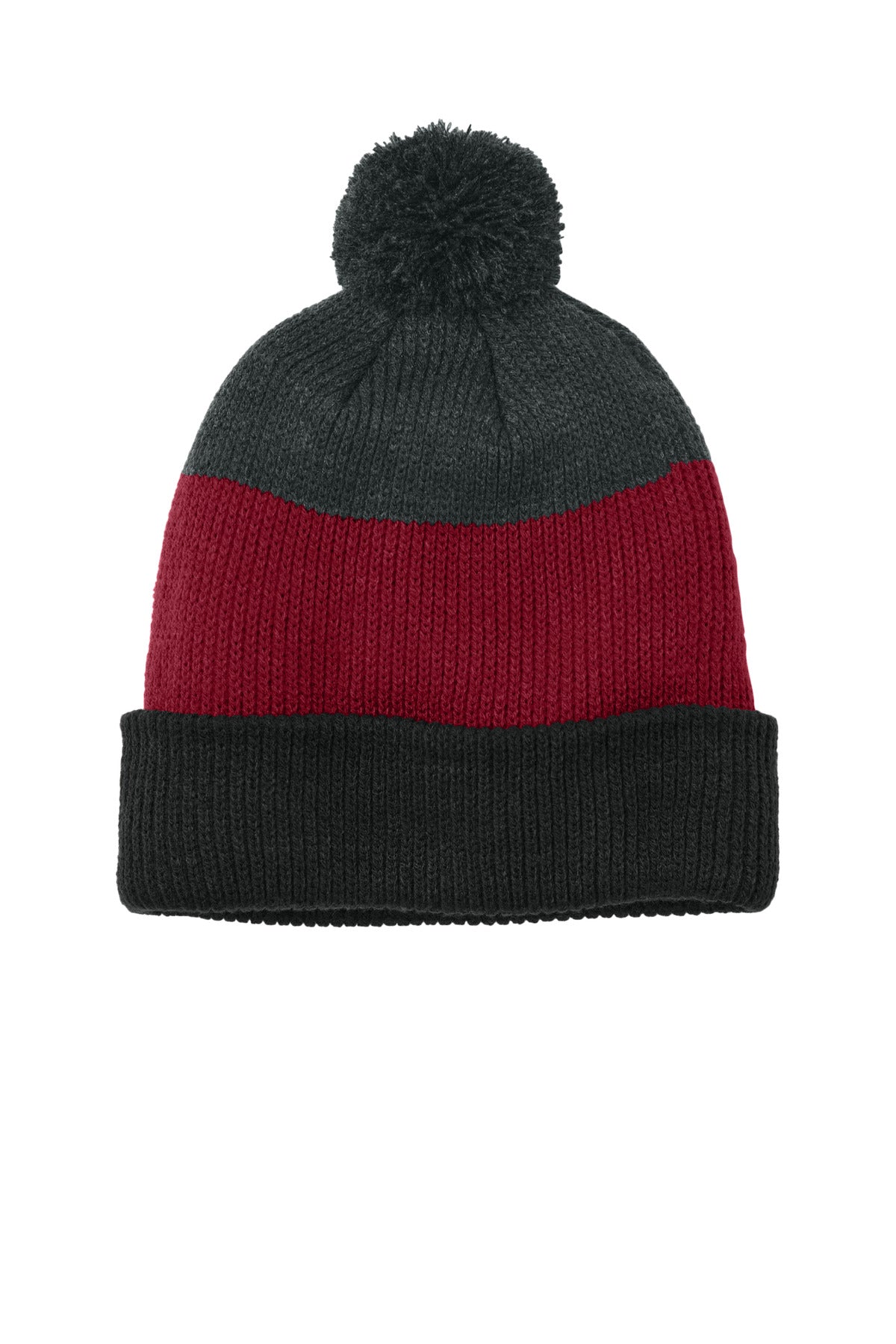 Custom Embroidery or DTF Print - Port Authority ® Cozy Striped Pom Beanie C979
