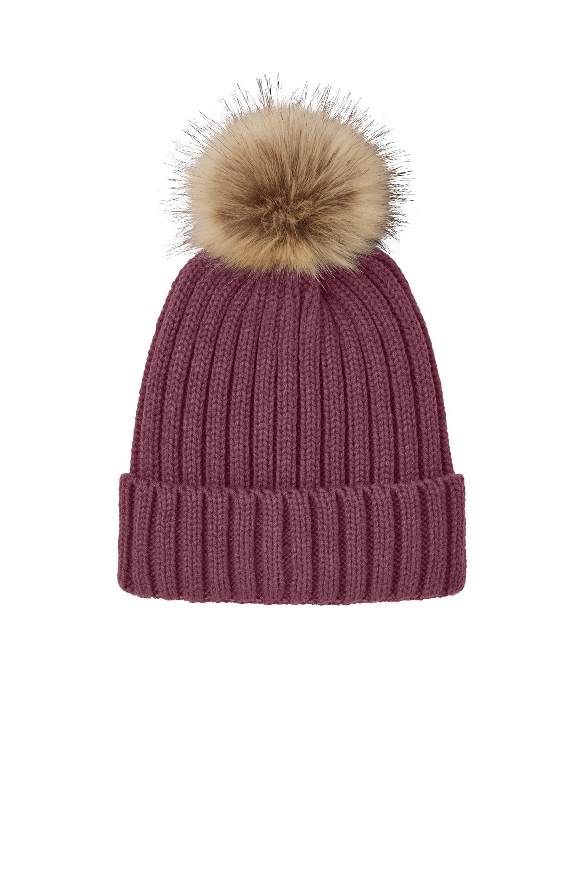Custom Embroidery or DTF Print - Port Authority ® Faux Fur Pom Beanie C990
