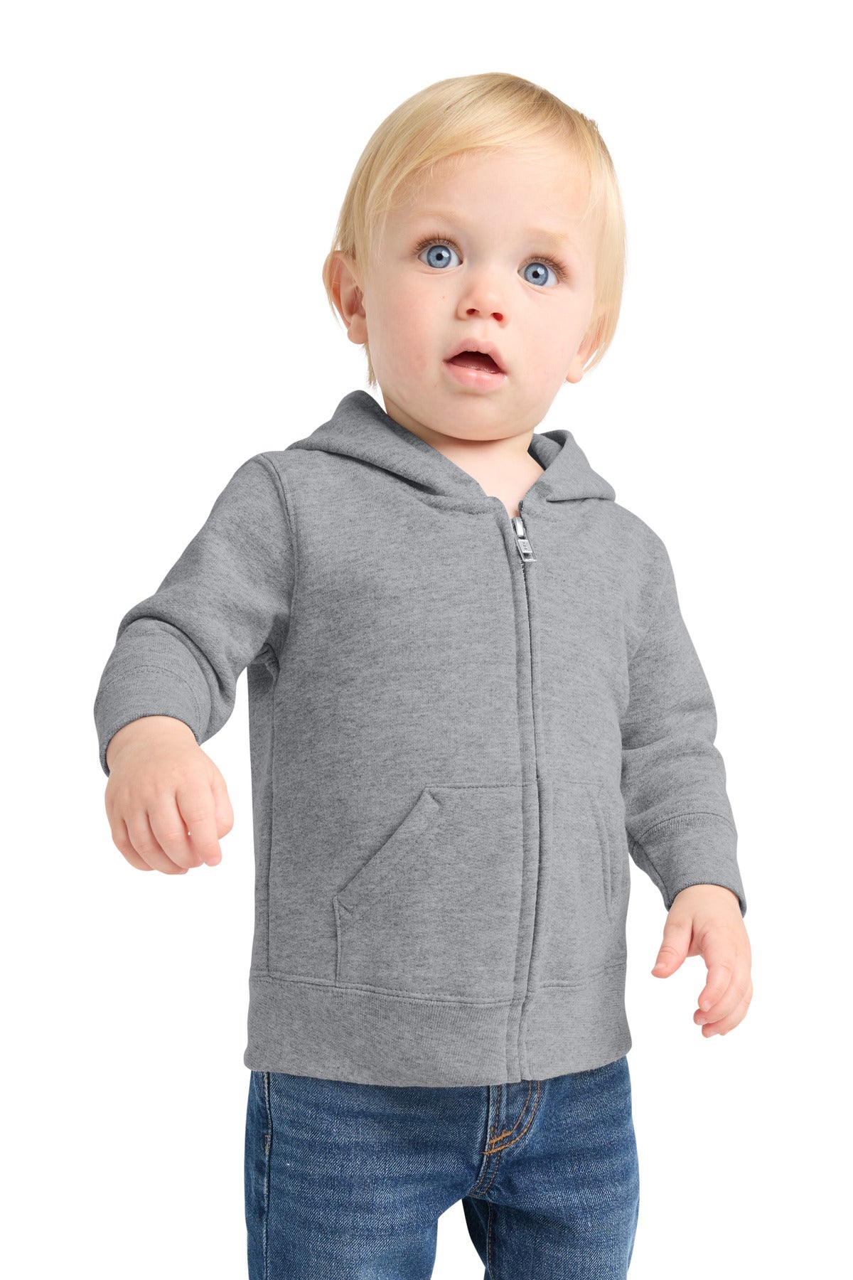 Custom Embroidery or DTF Print - Port & Co ® Infant Core Fleece Full-Zip Hooded Sweatshirt. CAR78IZH