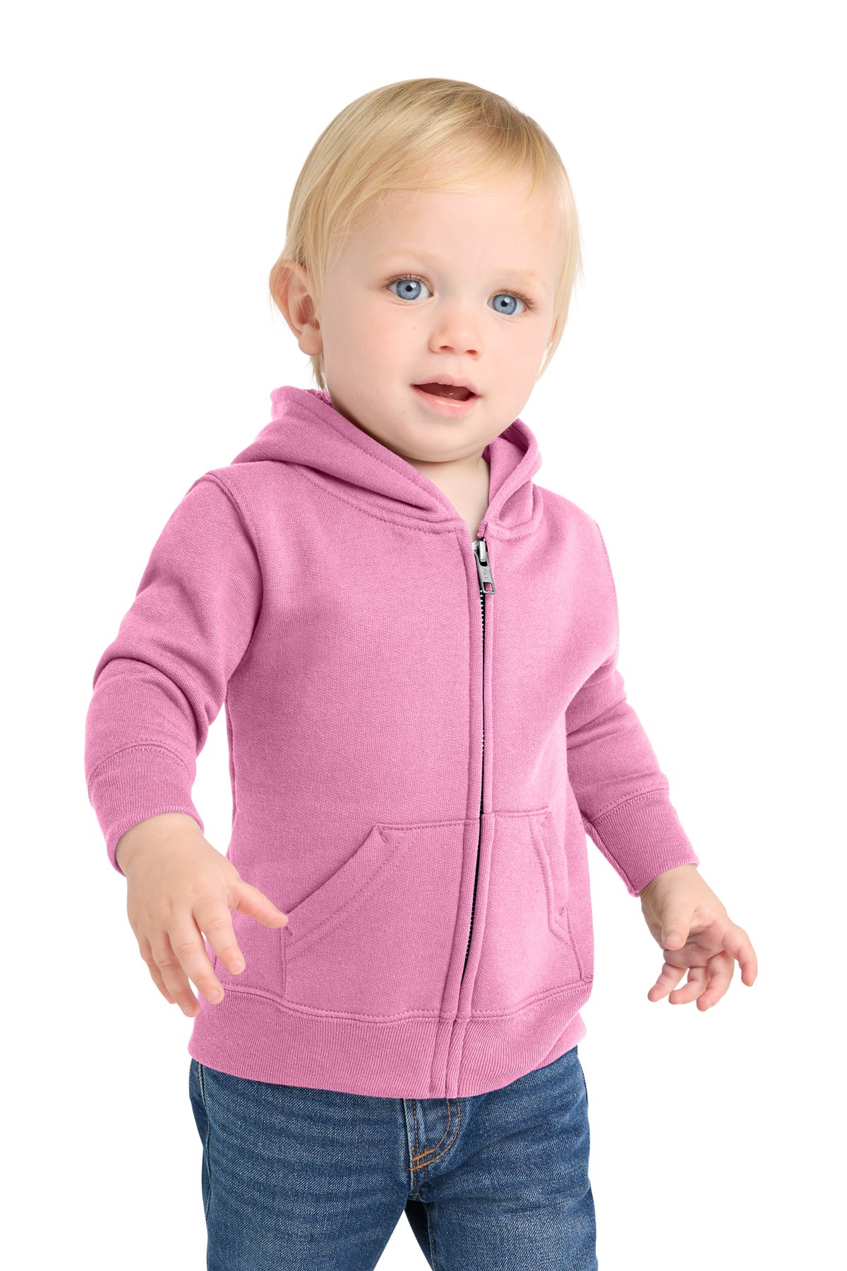 Custom Embroidery or DTF Print - Port & Co ® Infant Core Fleece Full-Zip Hooded Sweatshirt. CAR78IZH