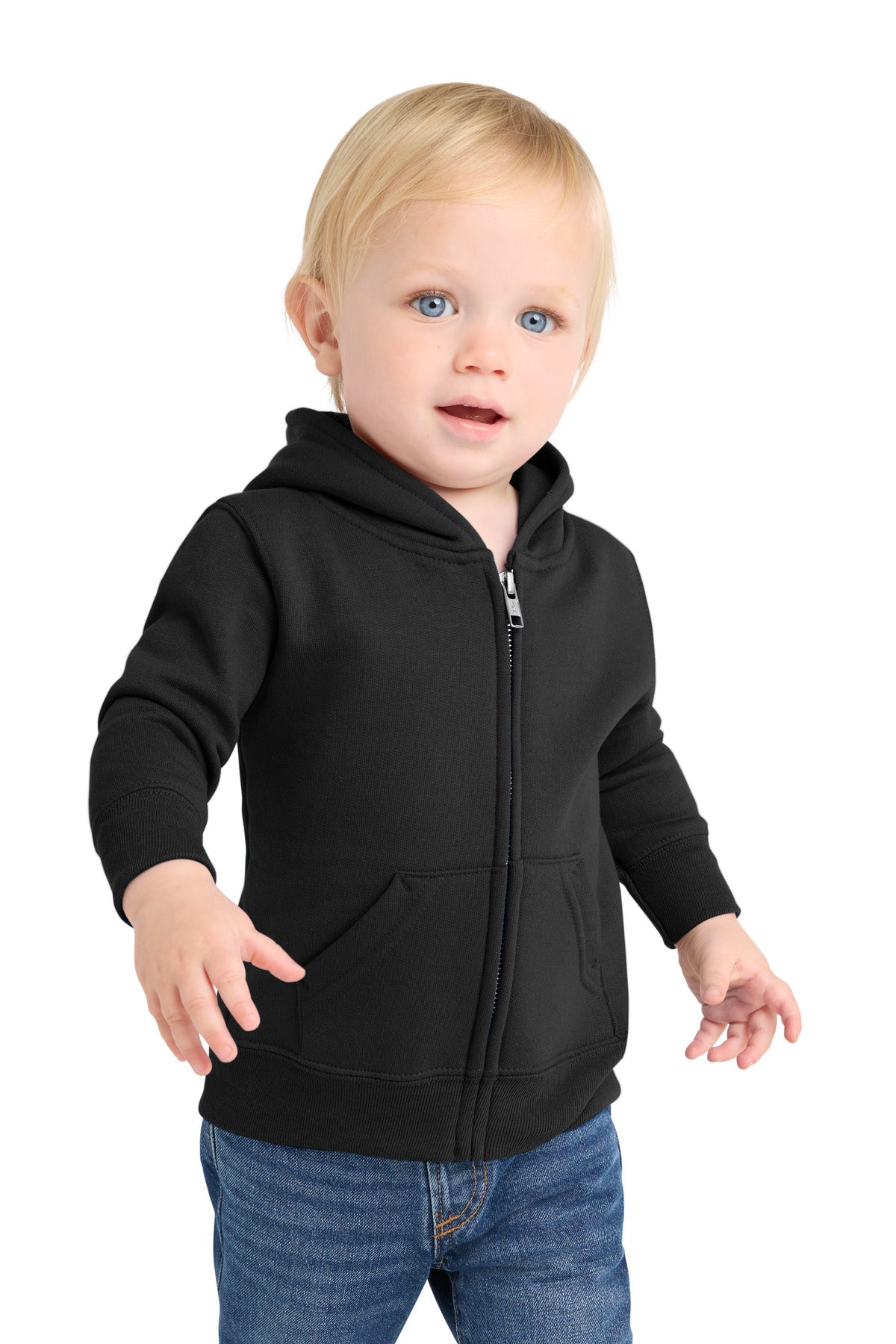 Custom Embroidery or DTF Print - Port & Co ® Infant Core Fleece Full-Zip Hooded Sweatshirt. CAR78IZH
