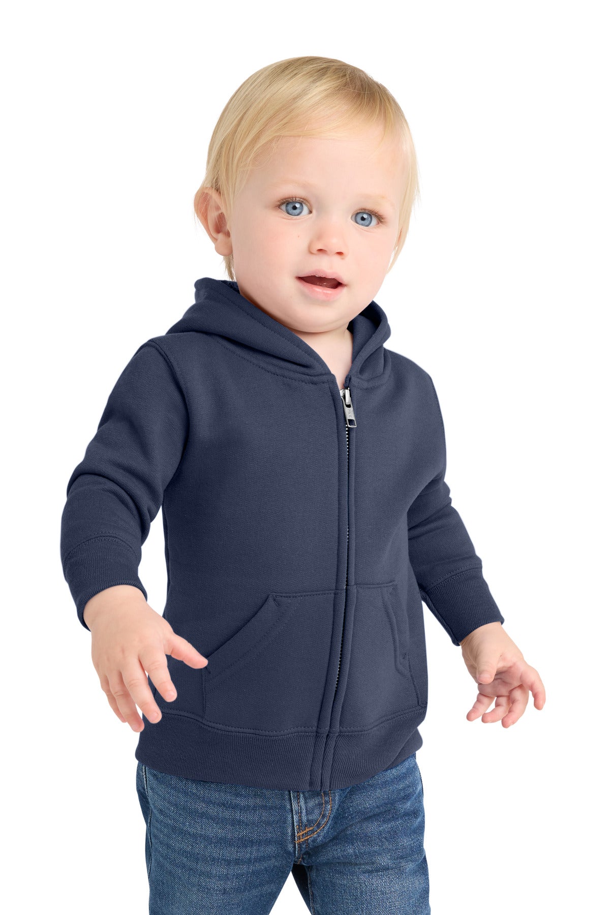 Custom Embroidery or DTF Print - Port & Co ® Infant Core Fleece Full-Zip Hooded Sweatshirt. CAR78IZH