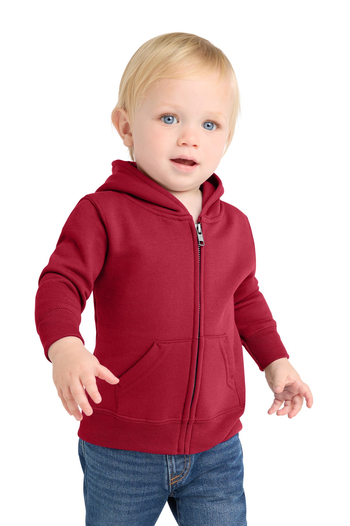 Custom Embroidery or DTF Print - Port & Co ® Infant Core Fleece Full-Zip Hooded Sweatshirt. CAR78IZH