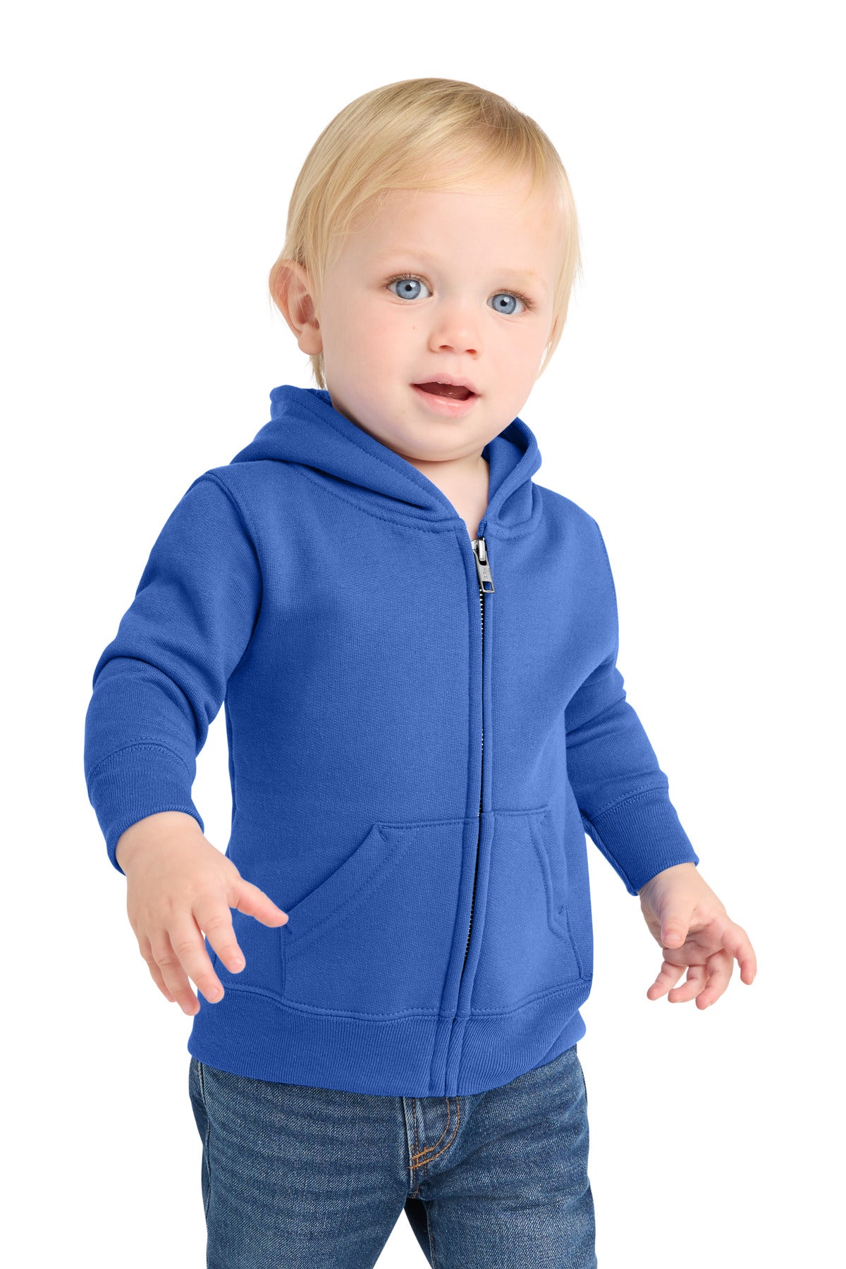 Custom Embroidery or DTF Print - Port & Co ® Infant Core Fleece Full-Zip Hooded Sweatshirt. CAR78IZH