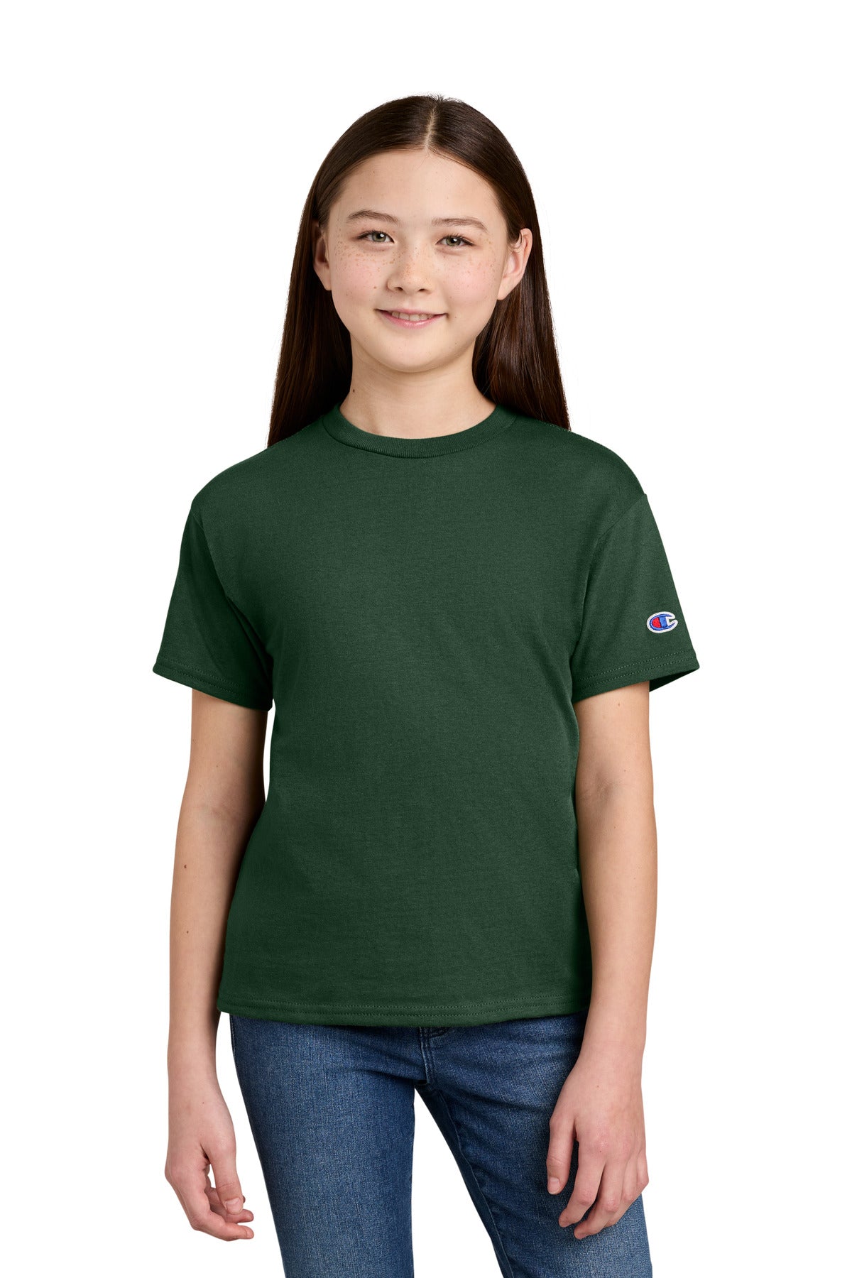 Custom Embroidery or DTF Print - Champion ® Youth Jersey Short Sleeve Tee CH1081