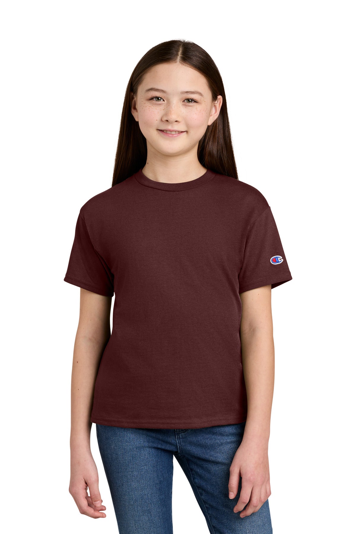 Custom Embroidery or DTF Print - Champion ® Youth Jersey Short Sleeve Tee CH1081
