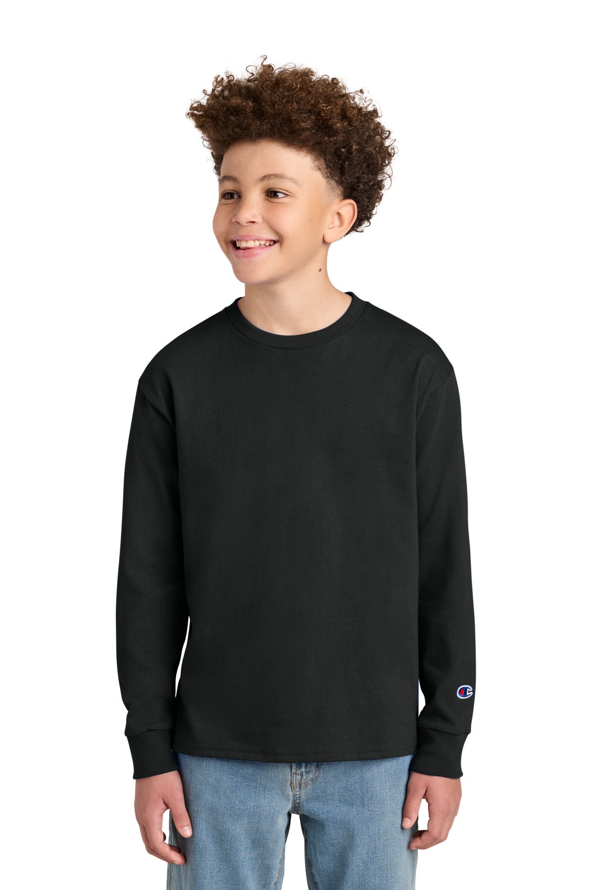 Custom Embroidery or DTF Print - Champion ® Youth Jersey Long Sleeve Tee CH1751