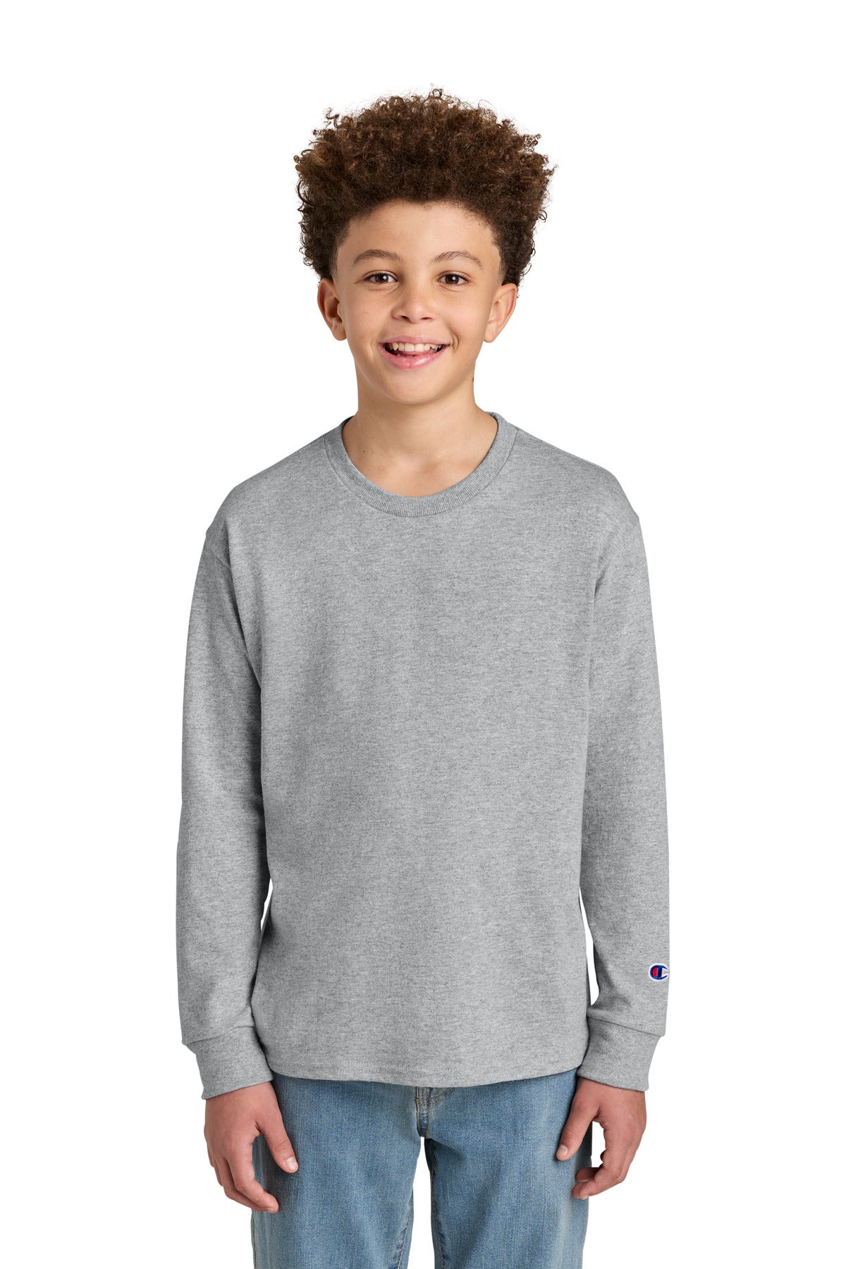 Custom Embroidery or DTF Print - Champion ® Youth Jersey Long Sleeve Tee CH1751