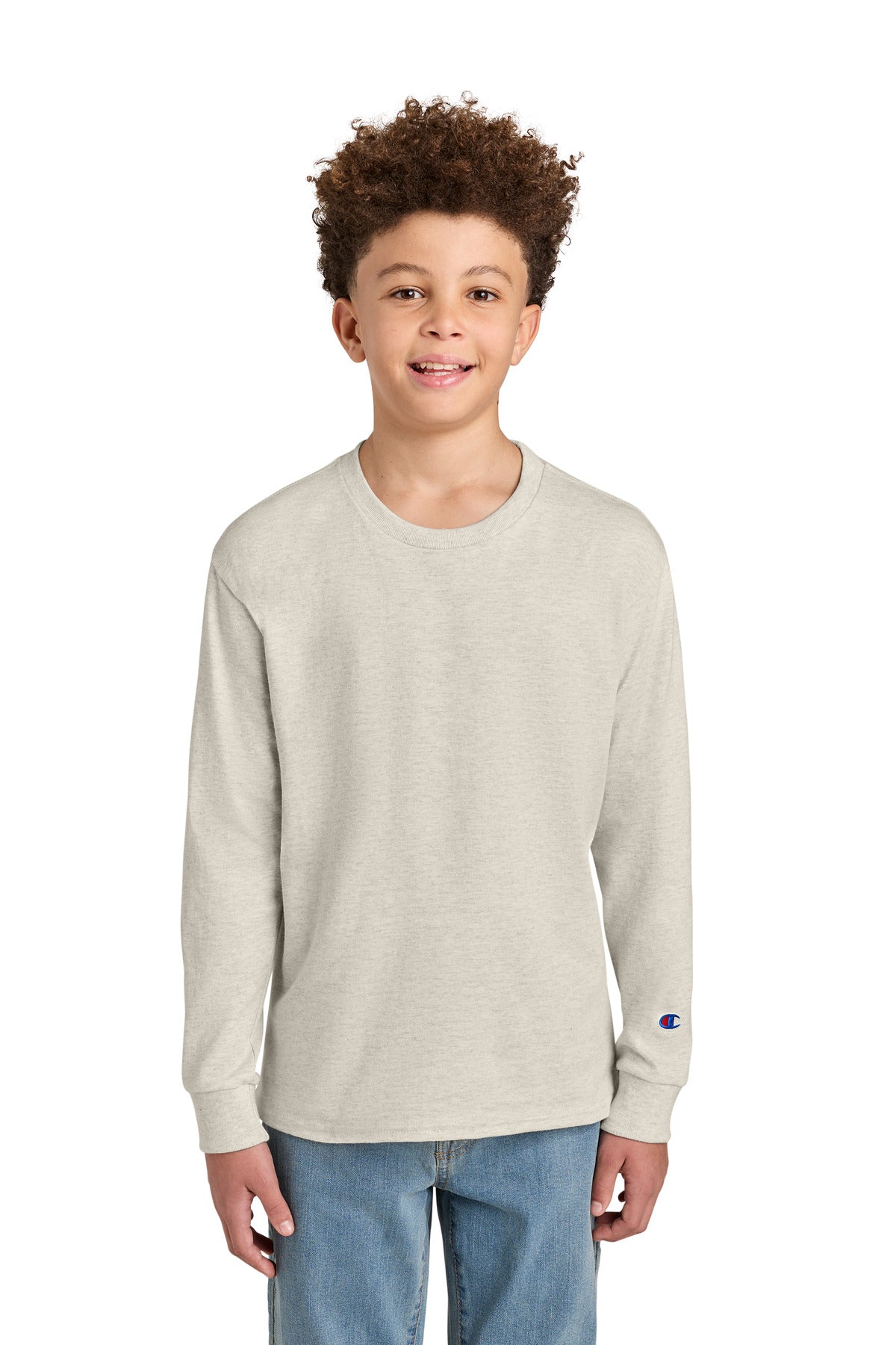 Custom Embroidery or DTF Print - Champion ® Youth Jersey Long Sleeve Tee CH1751