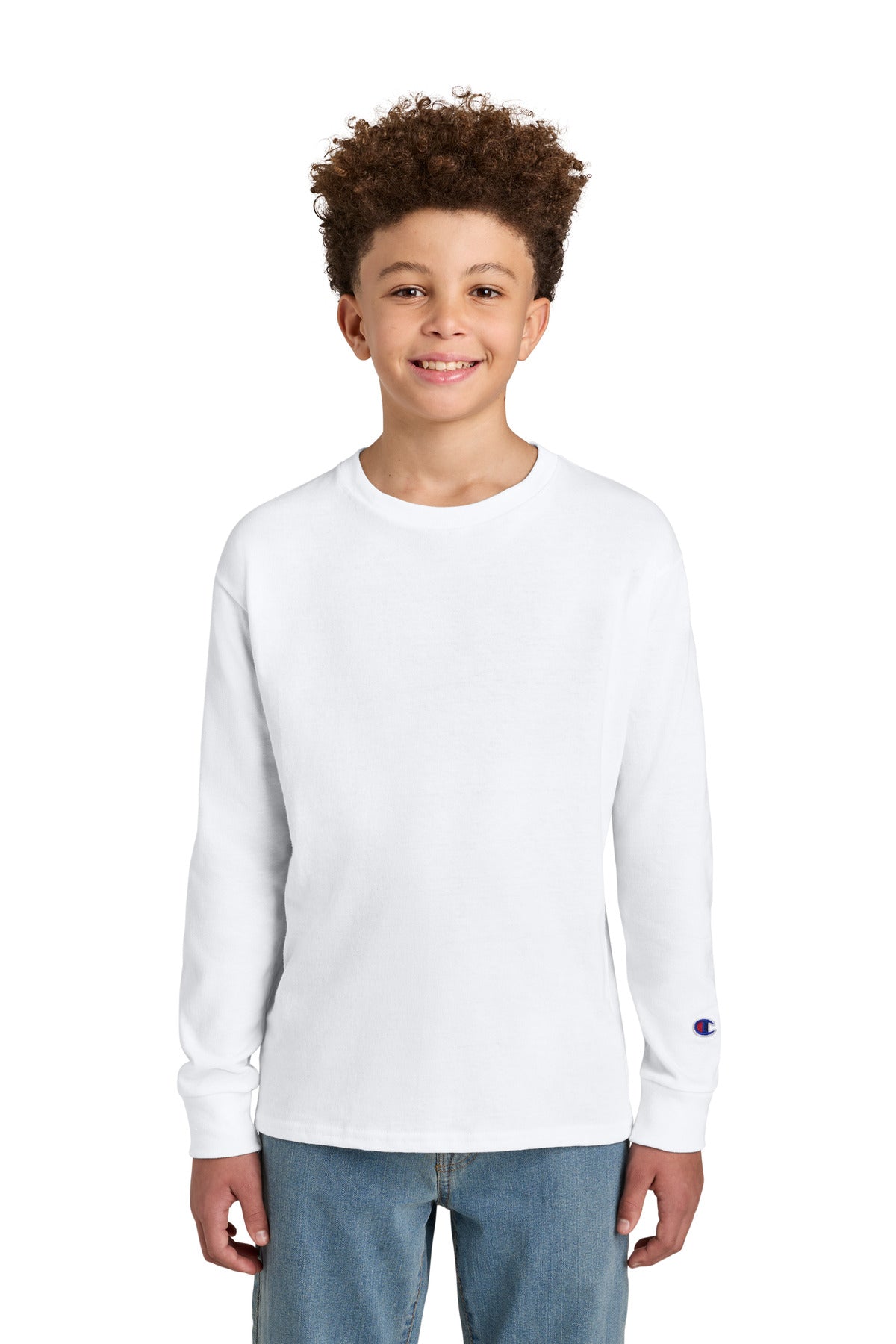 Custom Embroidery or DTF Print - Champion ® Youth Jersey Long Sleeve Tee CH1751