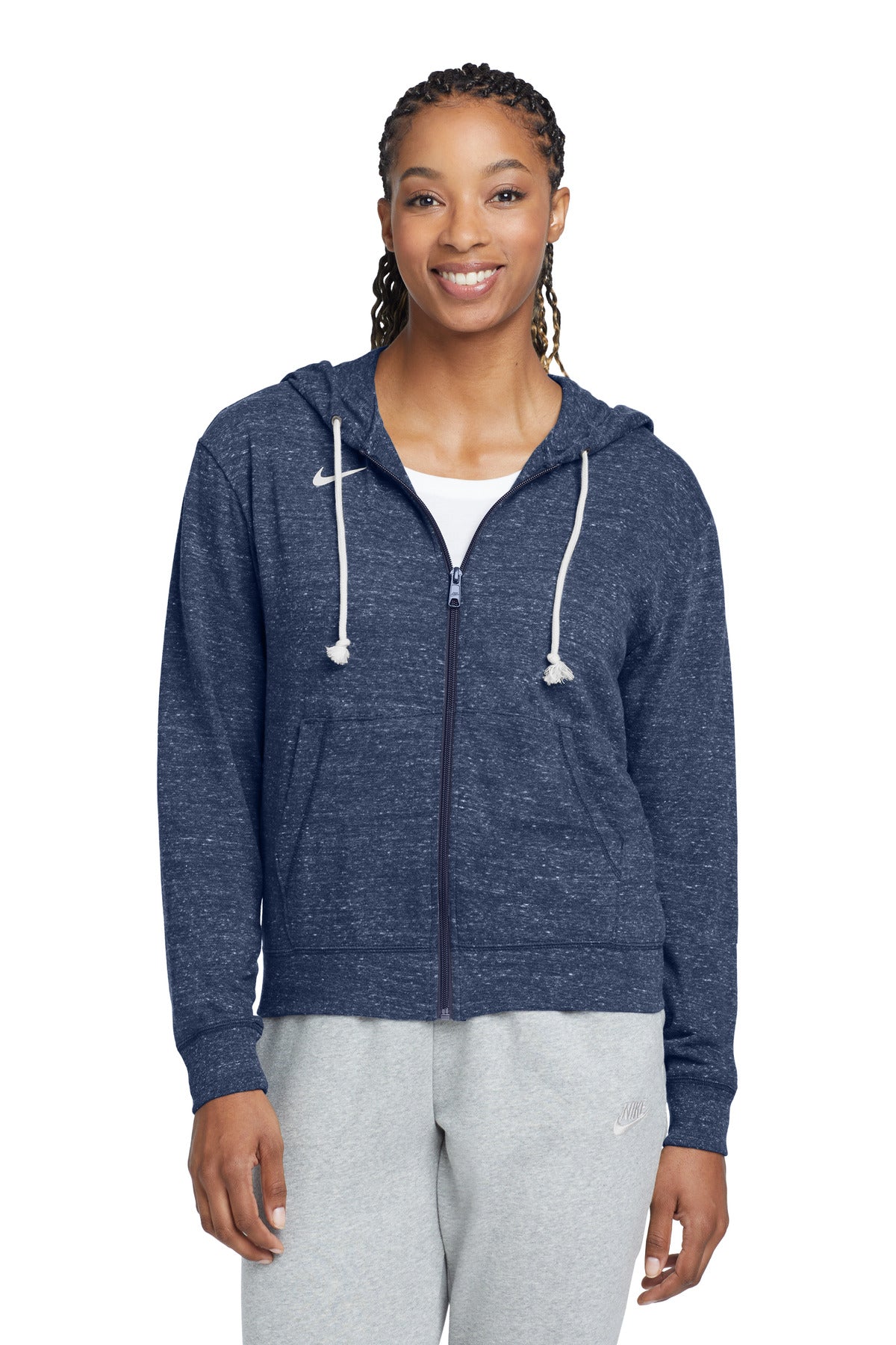 Custom Embroidery or DTF Print - Nike Women's Gym Vintage Full-Zip Hoodie CN9402