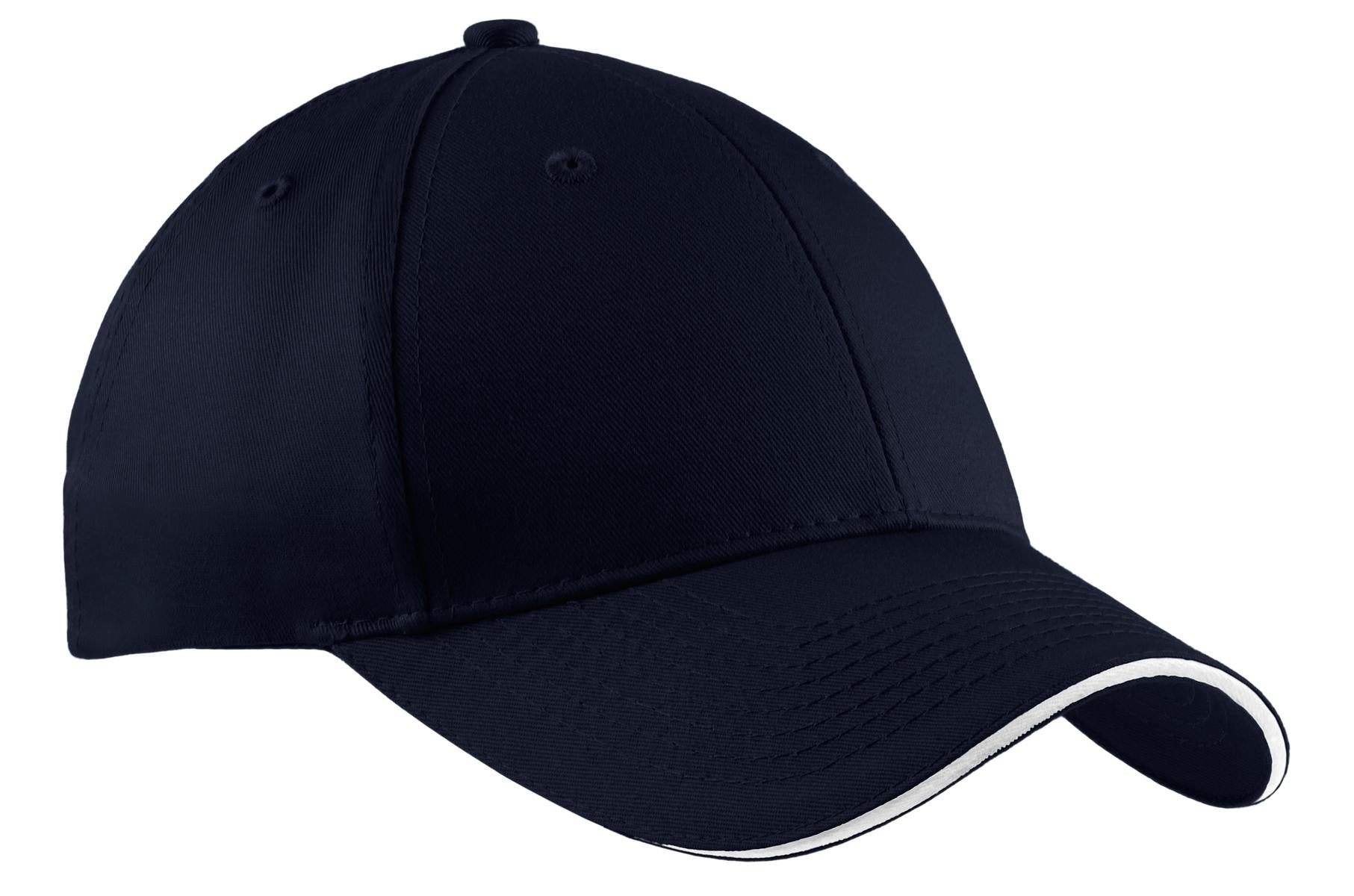Custom Embroidery or DTF Print - Port Authority ® Cotton Twill Sandwich Bill Cap. CP85