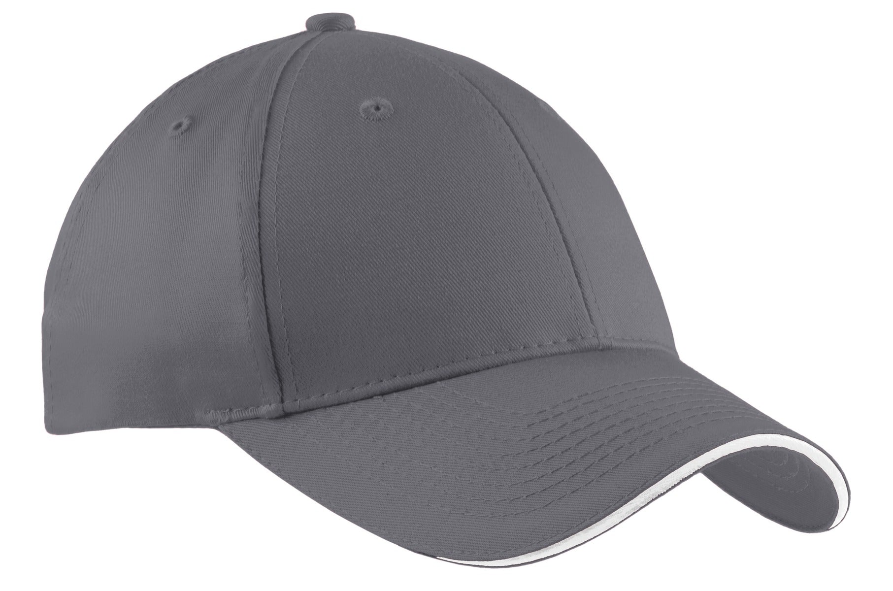 Custom Embroidery or DTF Print - Port Authority ® Cotton Twill Sandwich Bill Cap. CP85