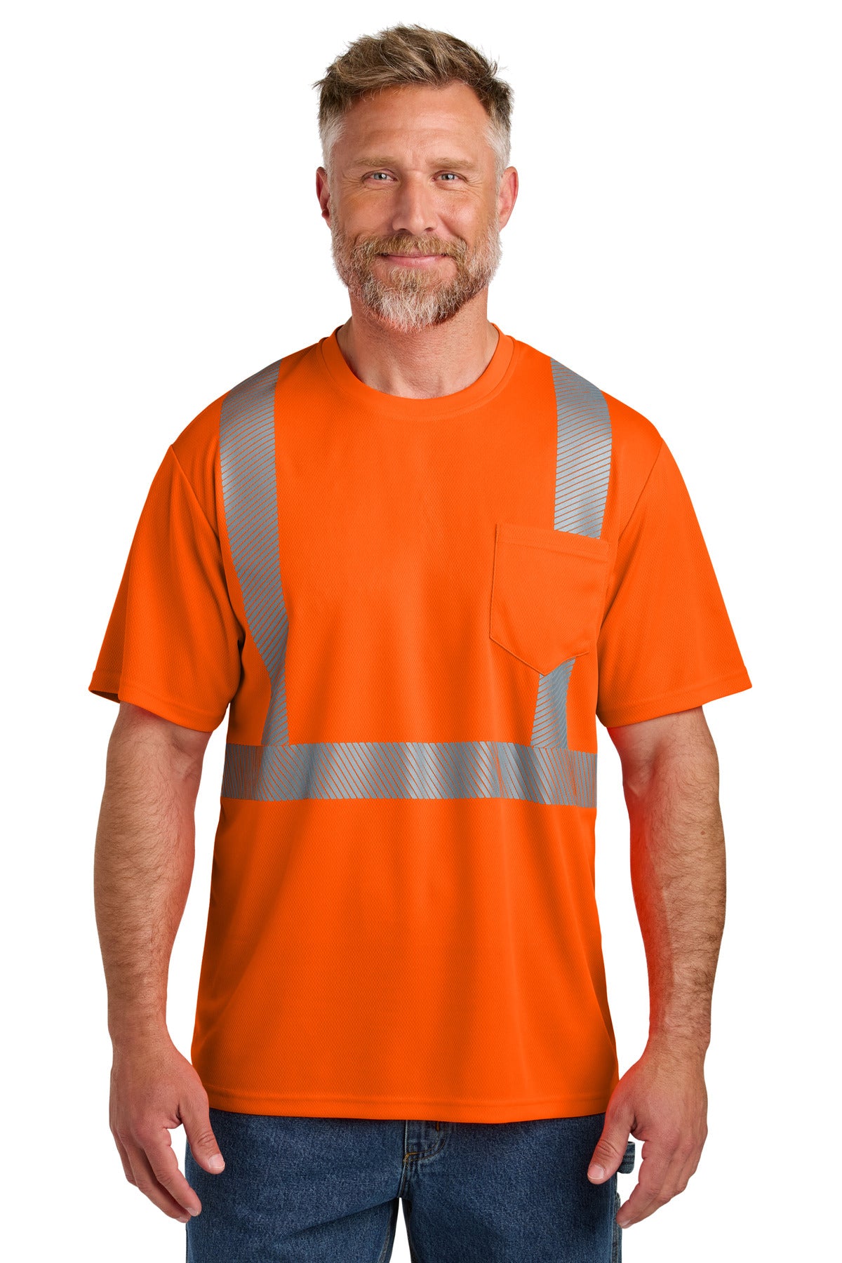 Custom Embroidery or DTF Print - CornerStone ® ANSI 107 Class 2 Segmented Tape Tee CS204