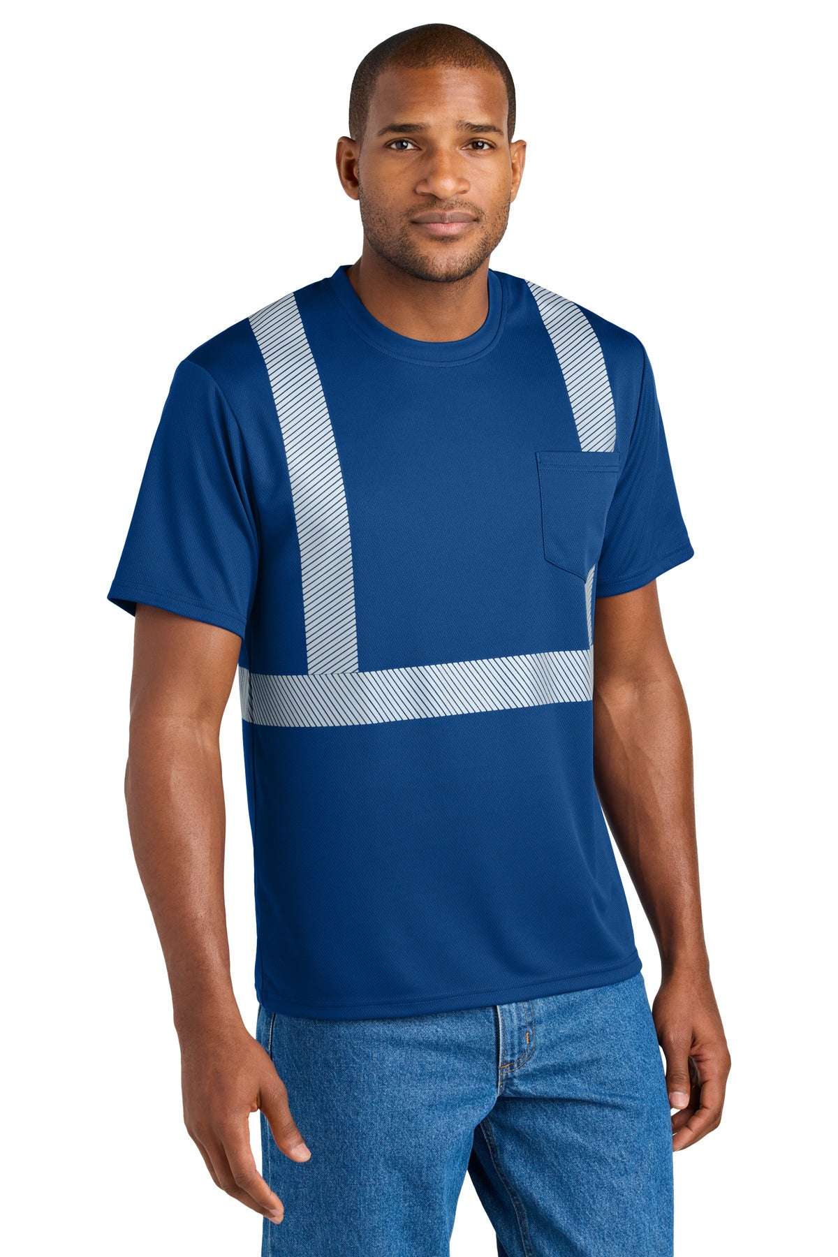 Custom Embroidery or DTF Print - CornerStone ® Enhanced Visibility Segmented Tape Tee CS206