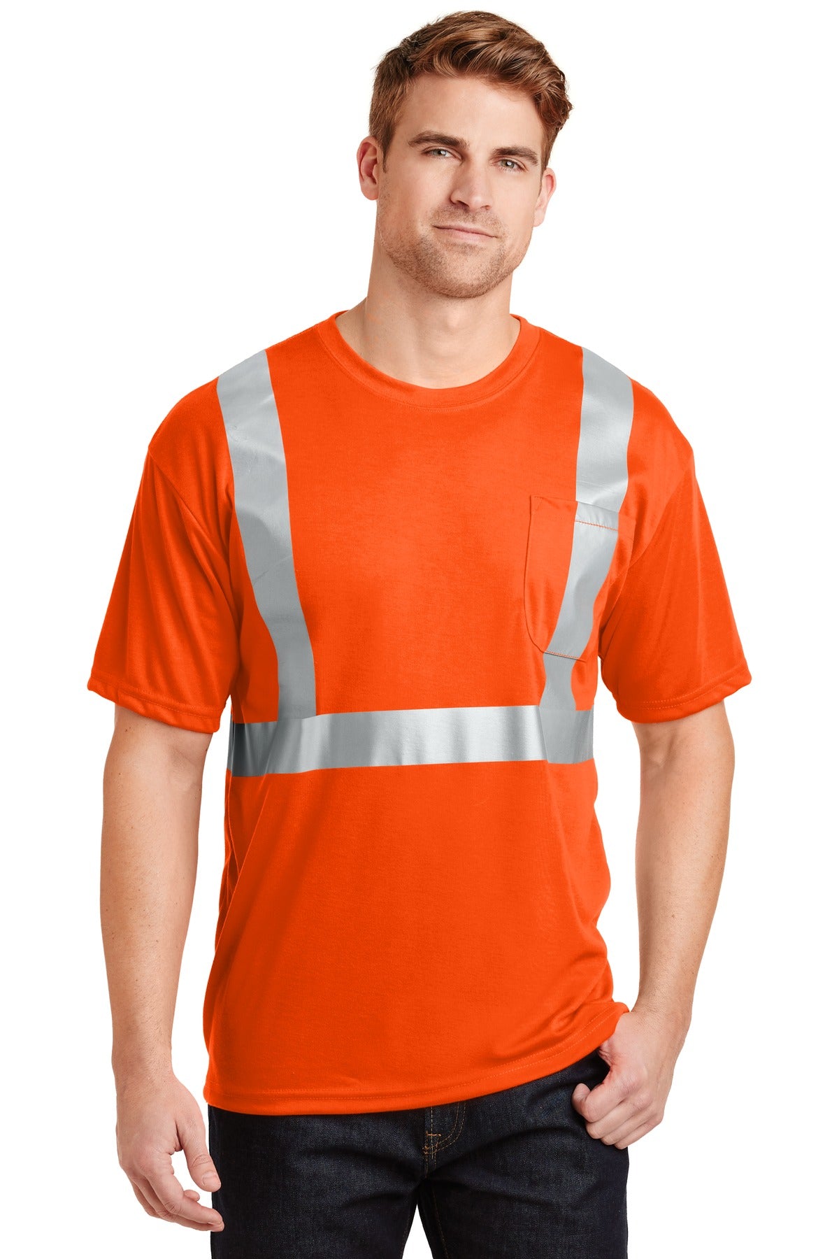 Custom Embroidery or DTF Print - CornerStone ® - ANSI 107 Class 2 Safety T-Shirt. CS401