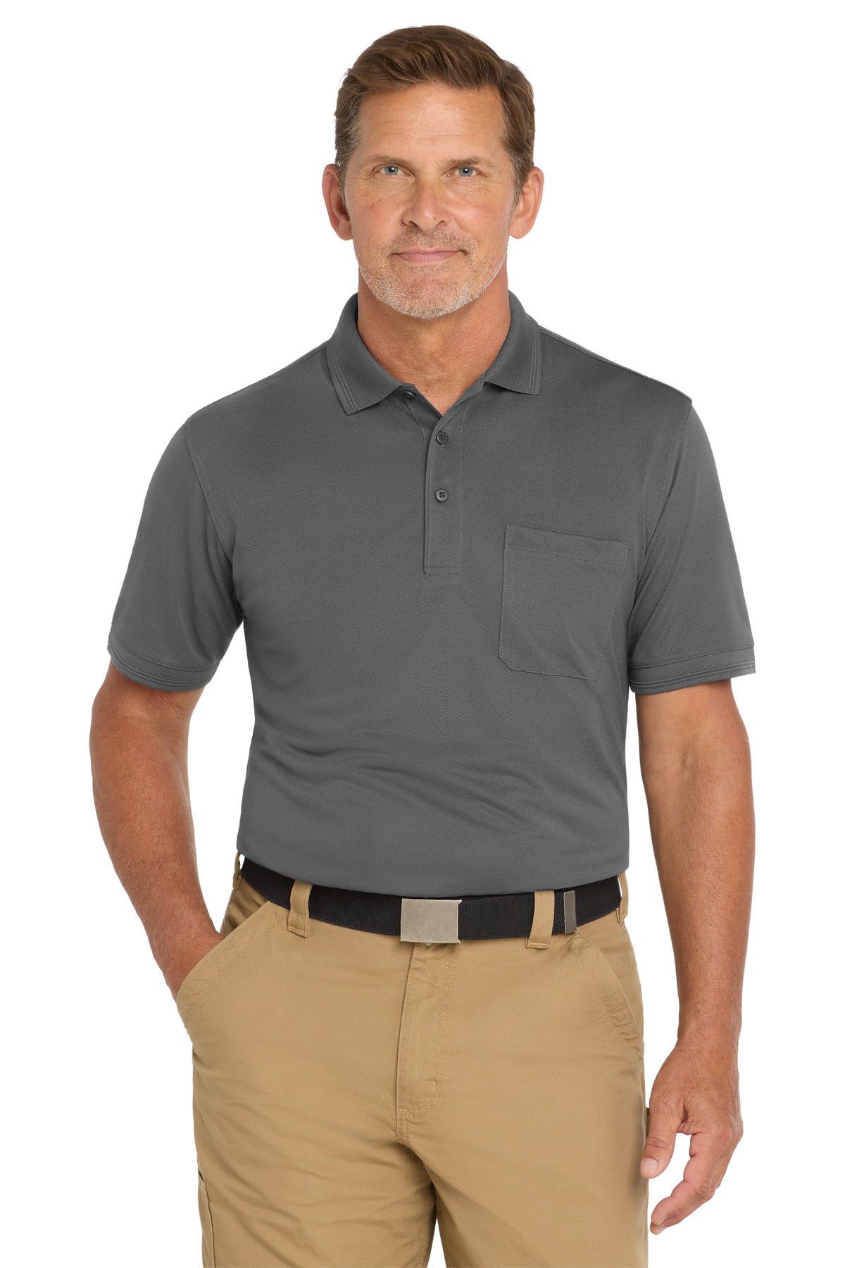 Custom Embroidery or DTF Print - CornerStone ® Industrial Snag-Proof Pique Pocket Polo. CS4020P