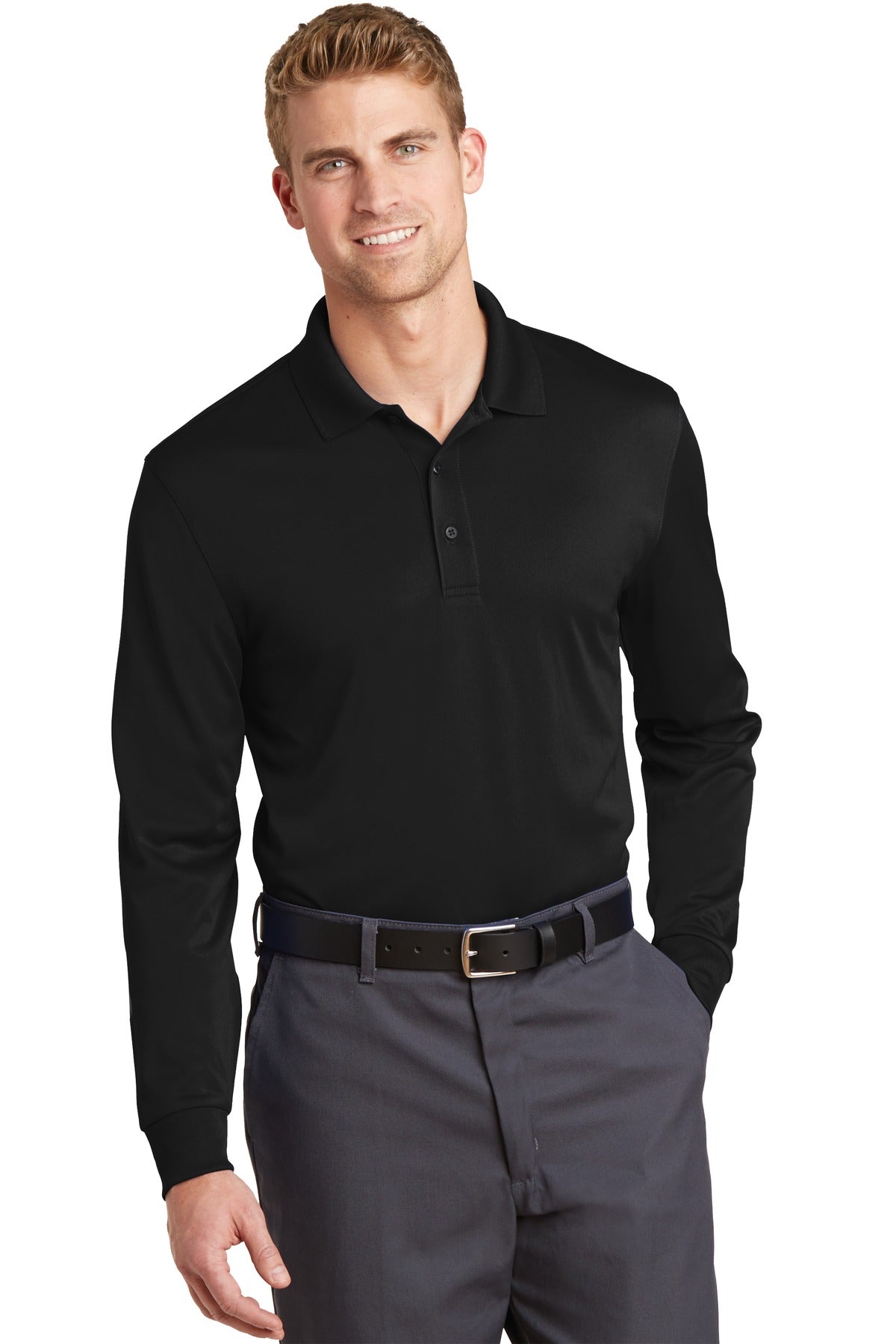 Custom Embroidery or DTF Print - CornerStone ® Select Snag-Proof Long Sleeve Polo. CS412LS
