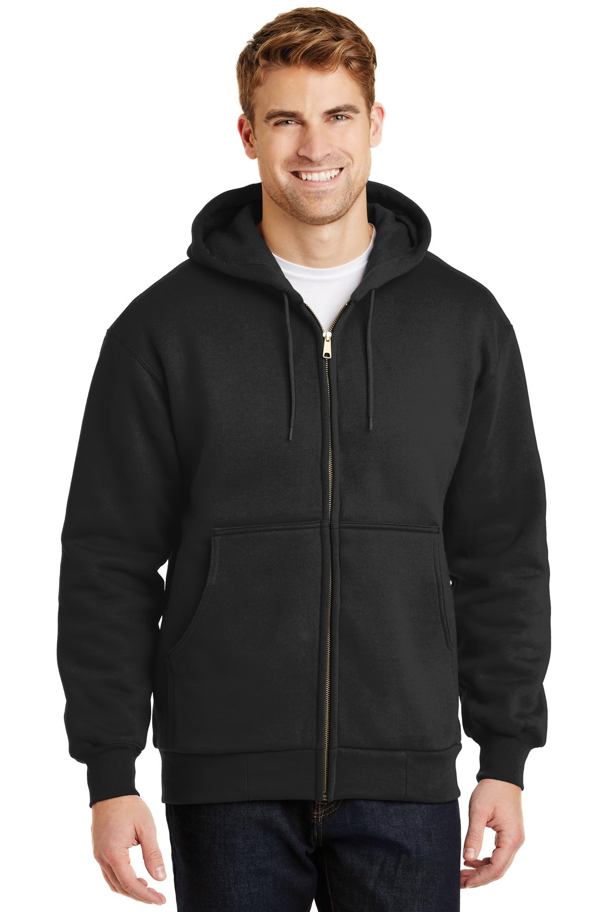 Custom Embroidery or DTF Print - CornerStone ® - Heavyweight Full-Zip Hooded Sweatshirt with Thermal Lining. CS620