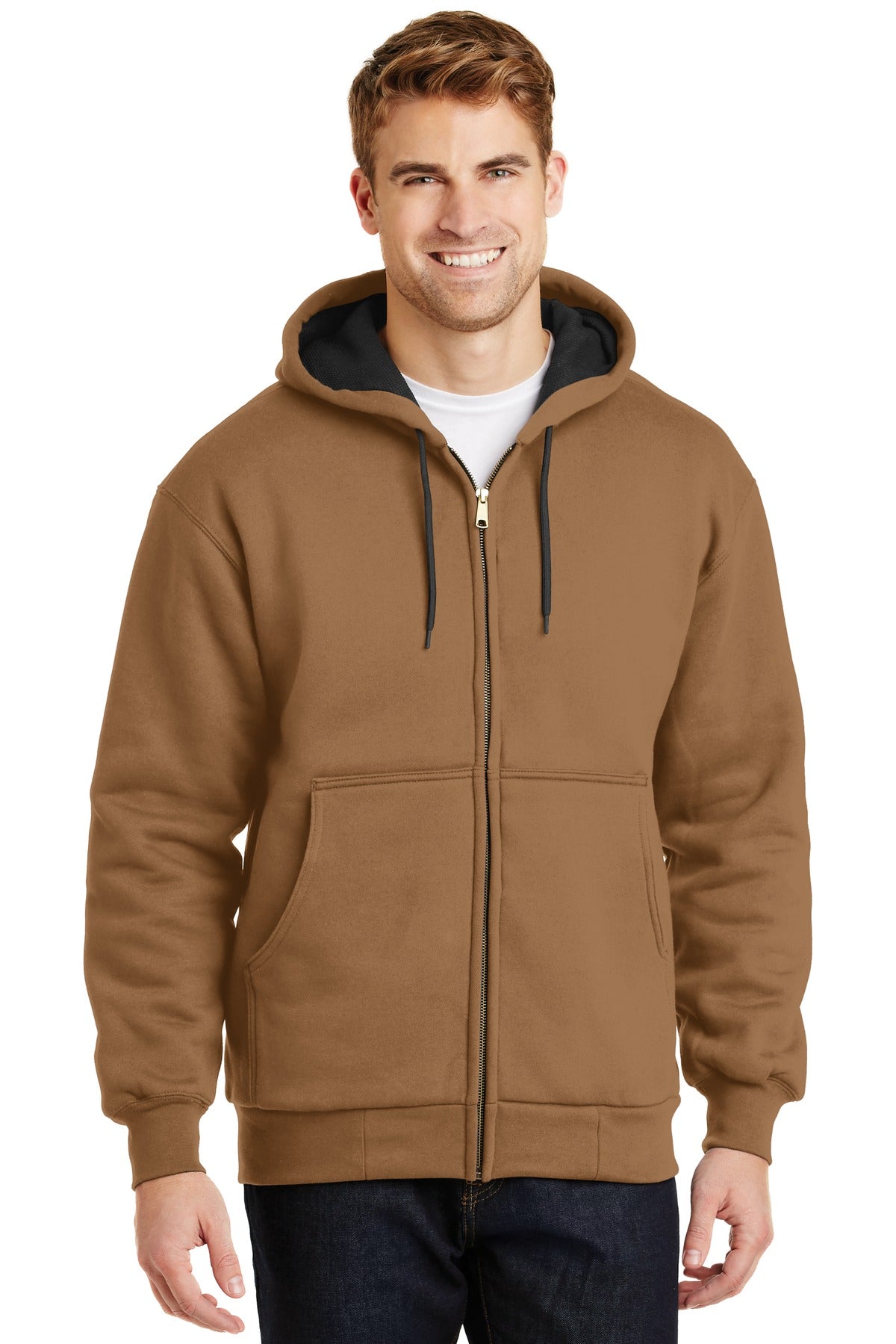 Custom Embroidery or DTF Print - CornerStone ® - Heavyweight Full-Zip Hooded Sweatshirt with Thermal Lining. CS620