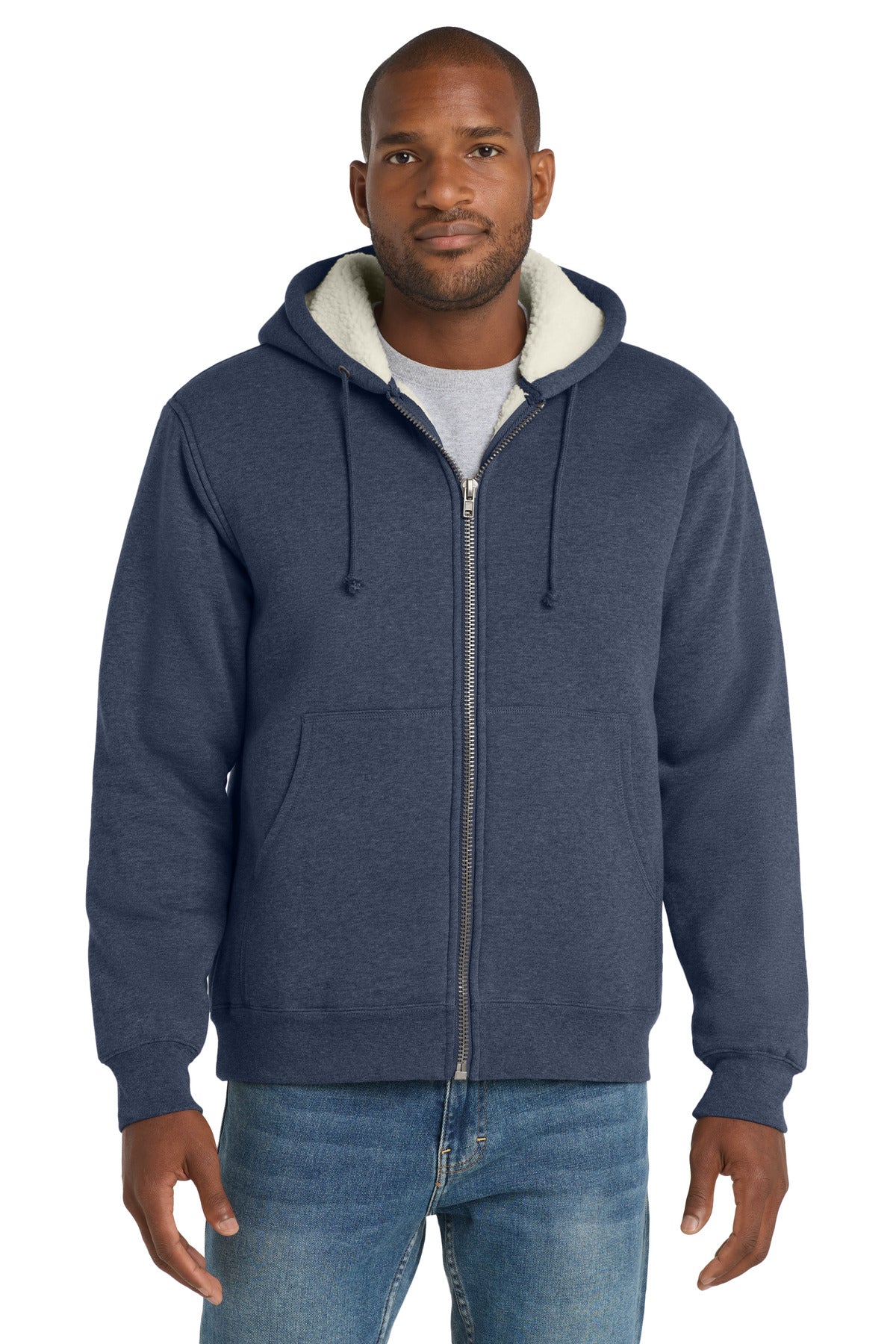 Custom Embroidery or DTF Print - CornerStone ® Heavyweight Sherpa-Lined Hooded Fleece Jacket. CS625