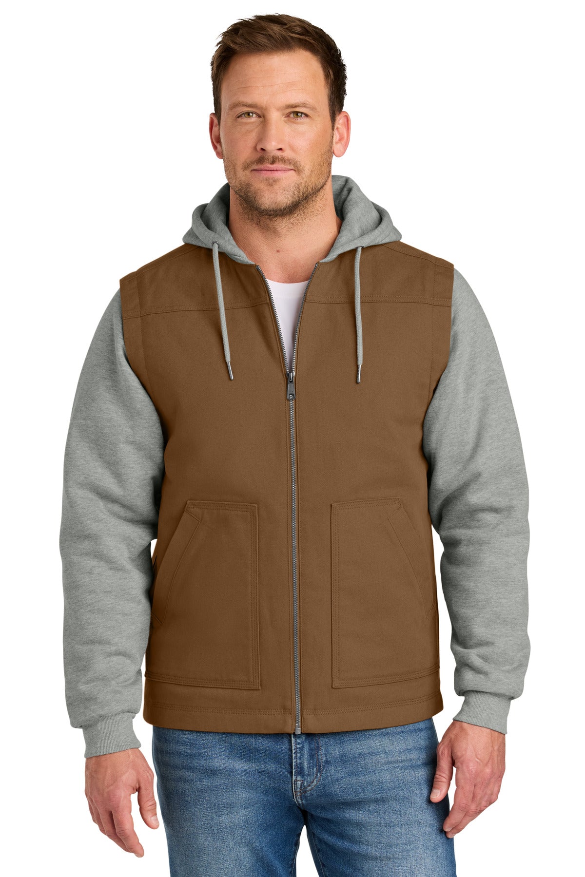 Custom Embroidery or DTF Print - CornerStone ® Duck Fleece Full-Zip Hooded Jacket CSJ42