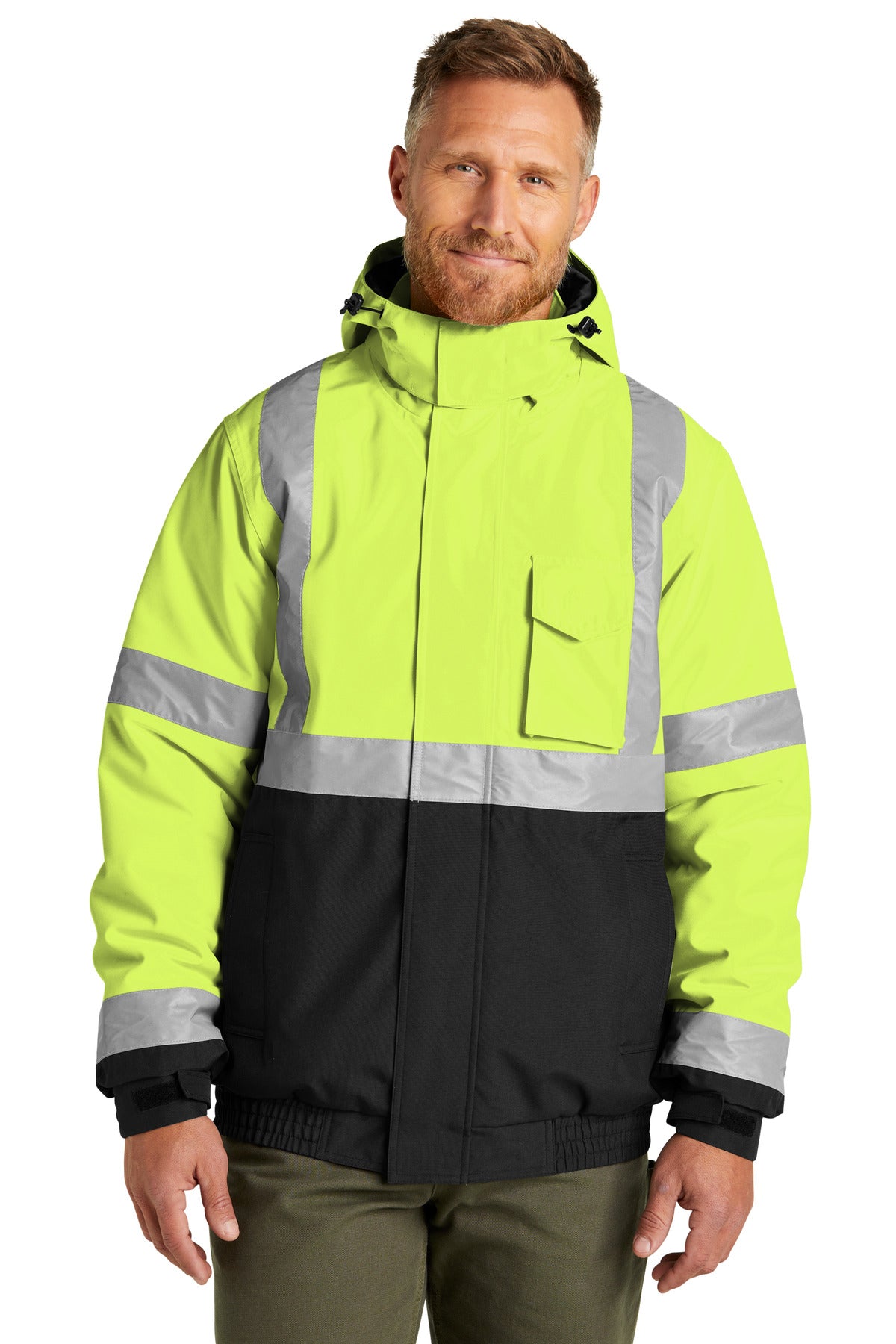 Custom Embroidery or DTF Print - CornerStone ® ANSI 107 Class 3 Economy Waterproof Insulated Bomber Jacket CSJ500