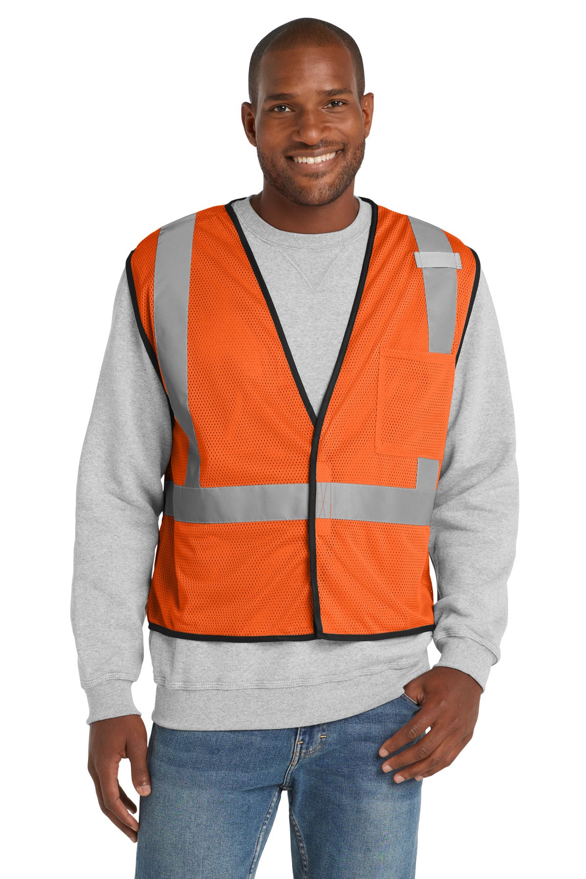 Custom Embroidery or DTF Print - CornerStone ® ANSI 107 Class 2 Economy Mesh One-Pocket Vest. CSV100