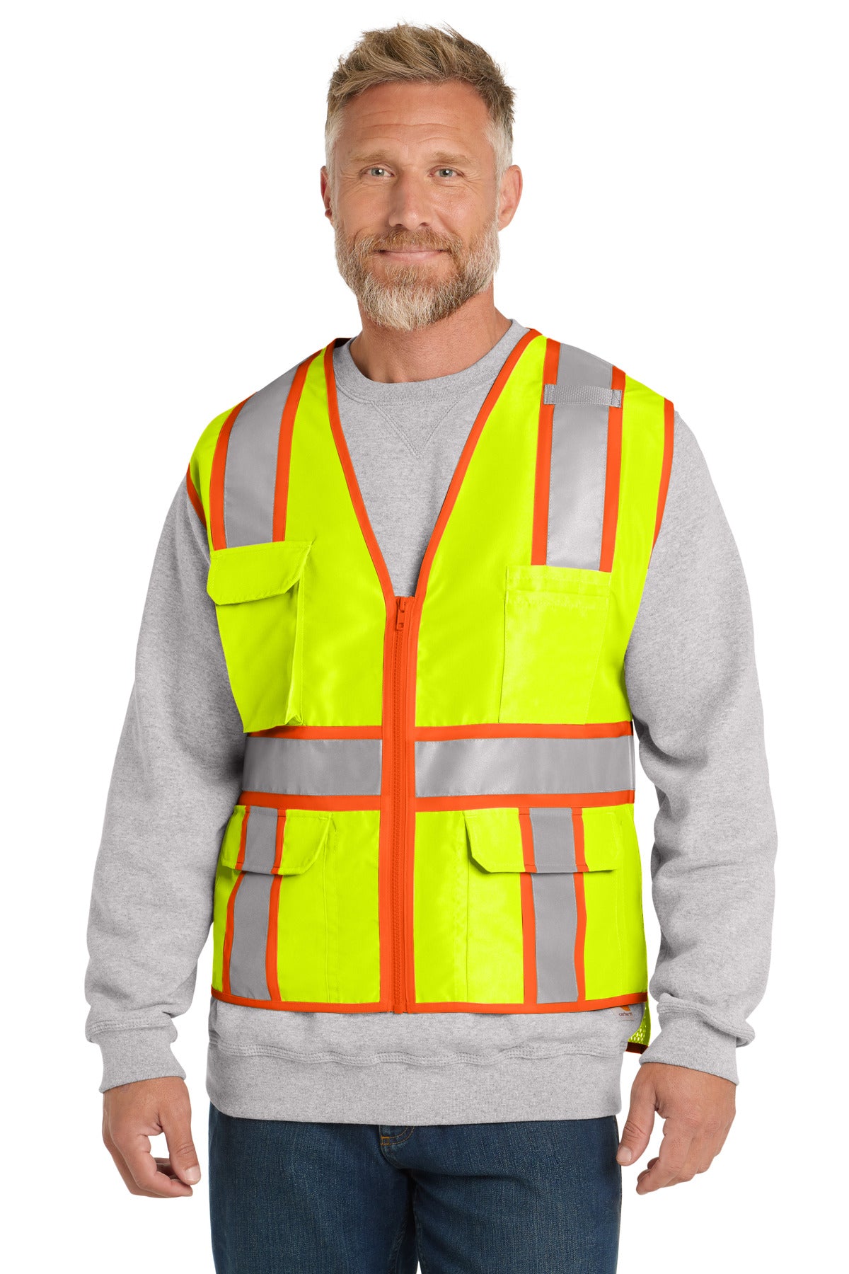 Custom Embroidery or DTF Print - CornerStone ® ANSI 107 Class 2 Surveyor Zippered Two-Tone Vest. CSV105