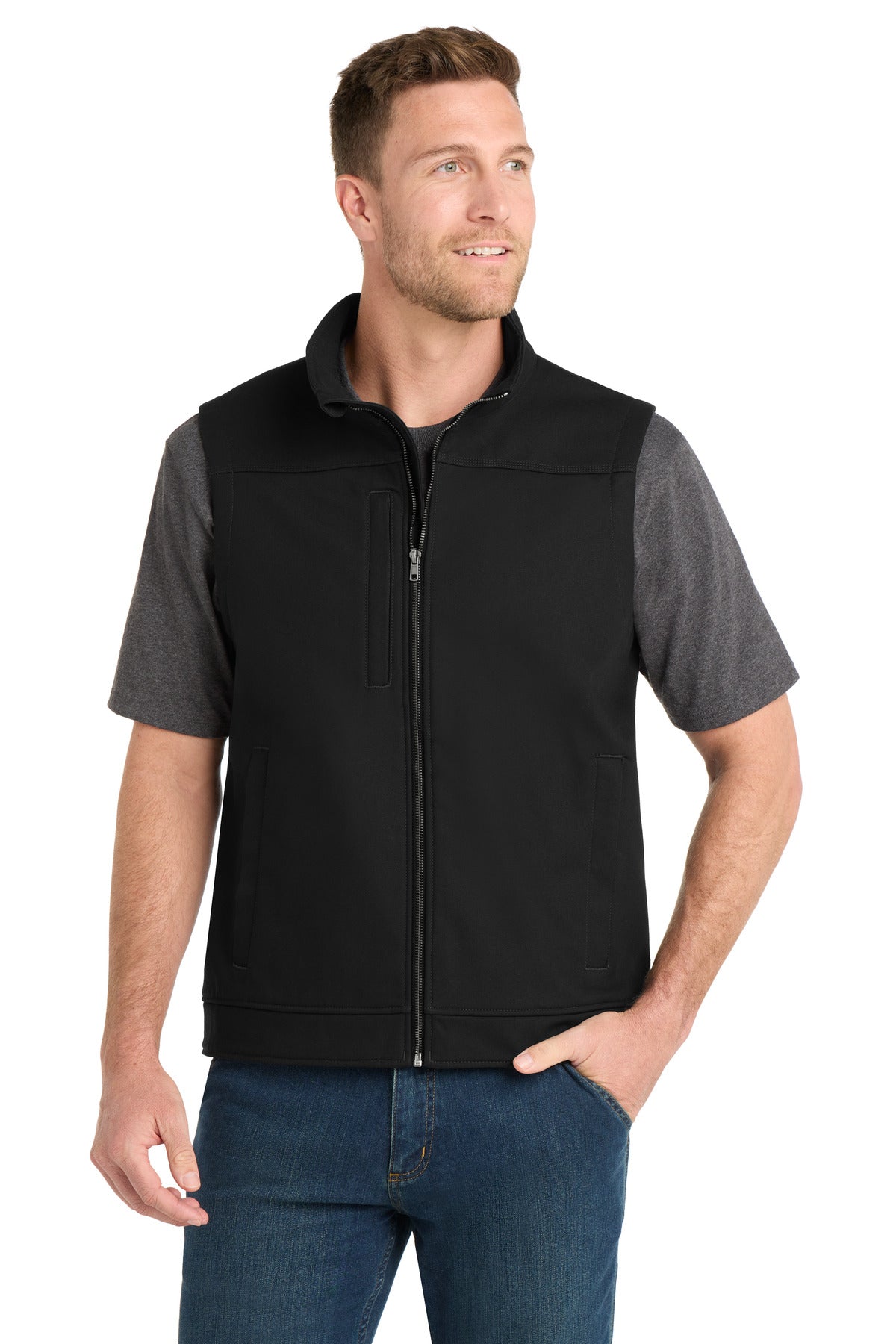 Custom Embroidery or DTF Print - CornerStone ® Duck Bonded Soft Shell Vest CSV60