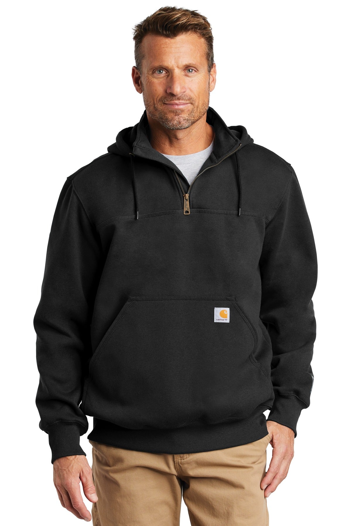 Custom Embroidered - Carhartt © Rain Defender © Paxton Heavyweight Hooded Zip Mock Sweatshirt. CT100617