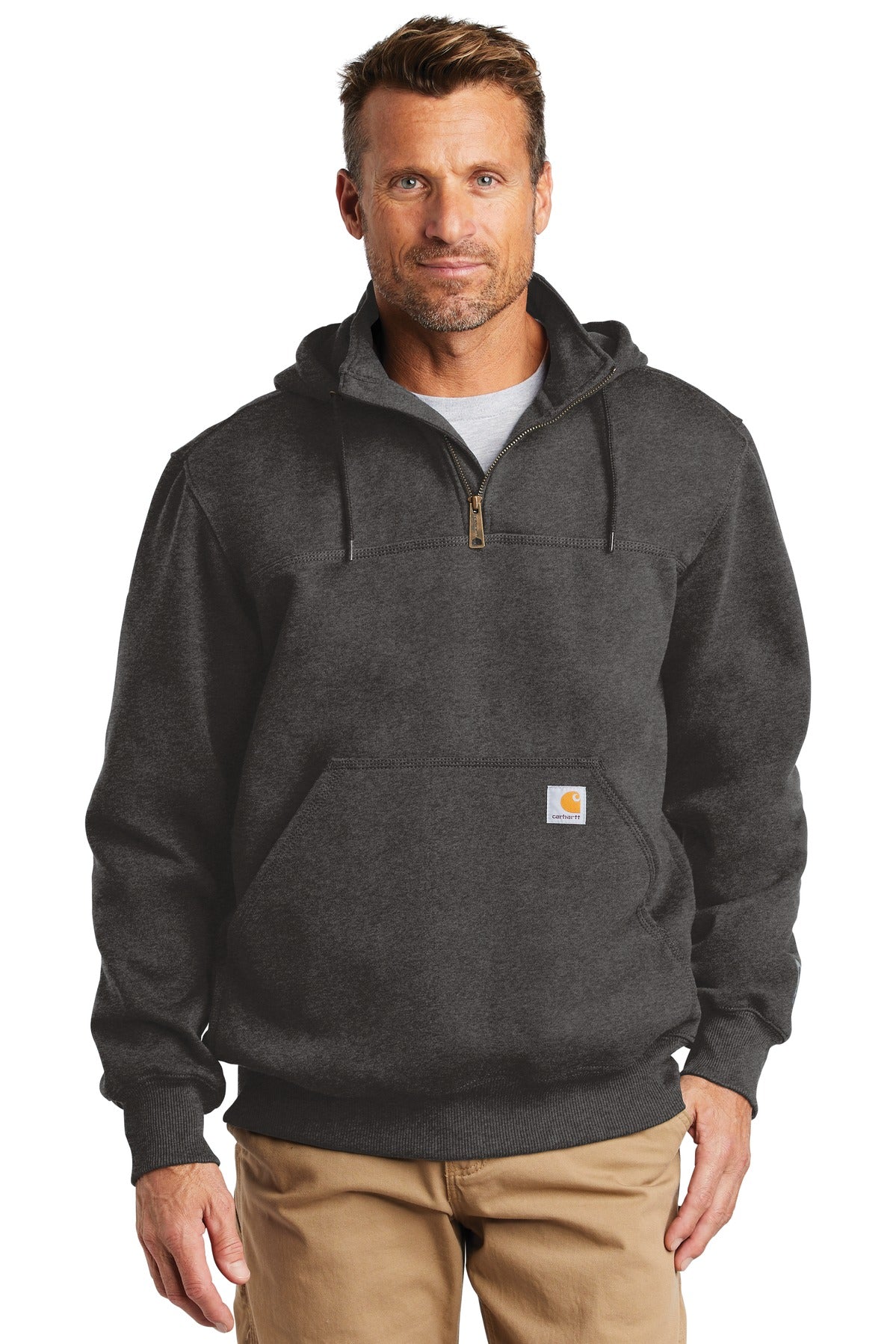 Custom Embroidered - Carhartt © Rain Defender © Paxton Heavyweight Hooded Zip Mock Sweatshirt. CT100617