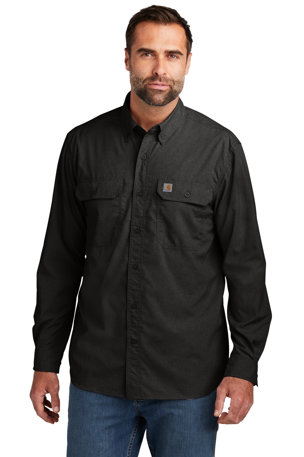 Carhartt CT105291 Force Solid Long Sleeve Shirt, Black / L