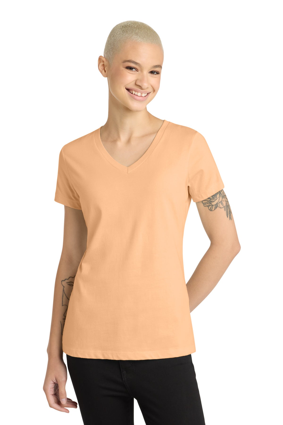 Custom Embroidery or DTF Print - District ® - Women's Perfect Weight ® V-Neck Tee. DM1170L