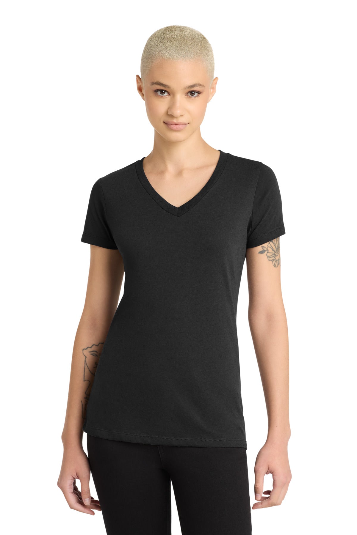Custom Embroidery or DTF Print - District ® Women's Perfect Blend ® CVC V-Neck Tee. DM1190L