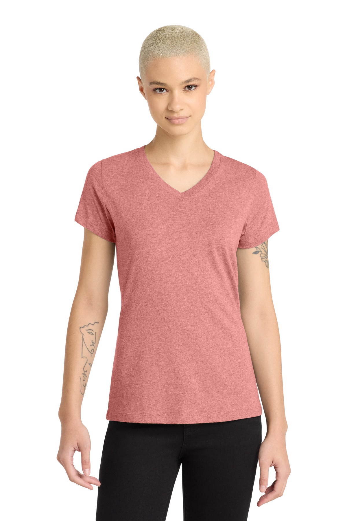 Custom Embroidery or DTF Print - District ® Women's Perfect Blend ® CVC V-Neck Tee. DM1190L
