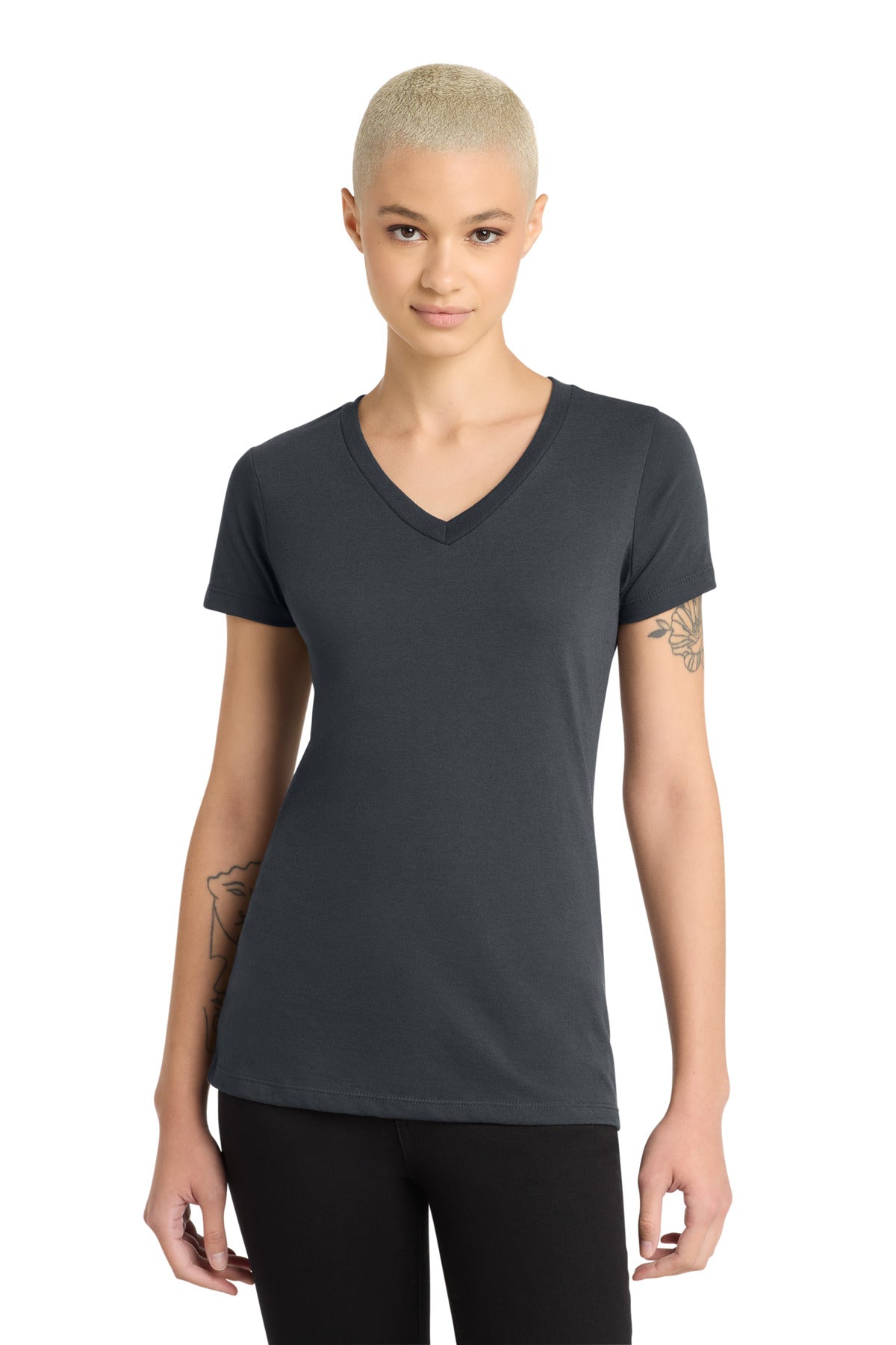 Custom Embroidery or DTF Print - District ® Women's Perfect Blend ® CVC V-Neck Tee. DM1190L