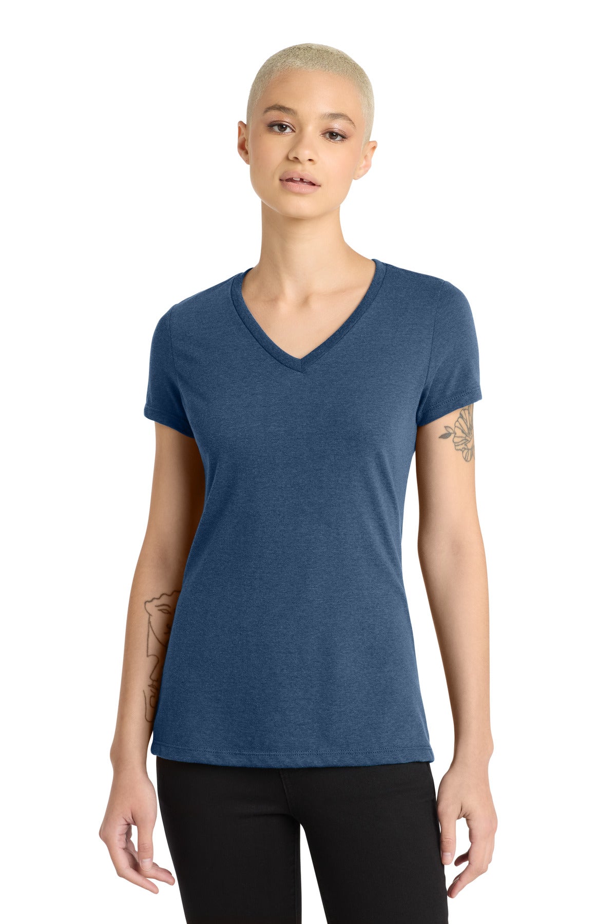 Custom Embroidery or DTF Print - District ® Women's Perfect Blend ® CVC V-Neck Tee. DM1190L