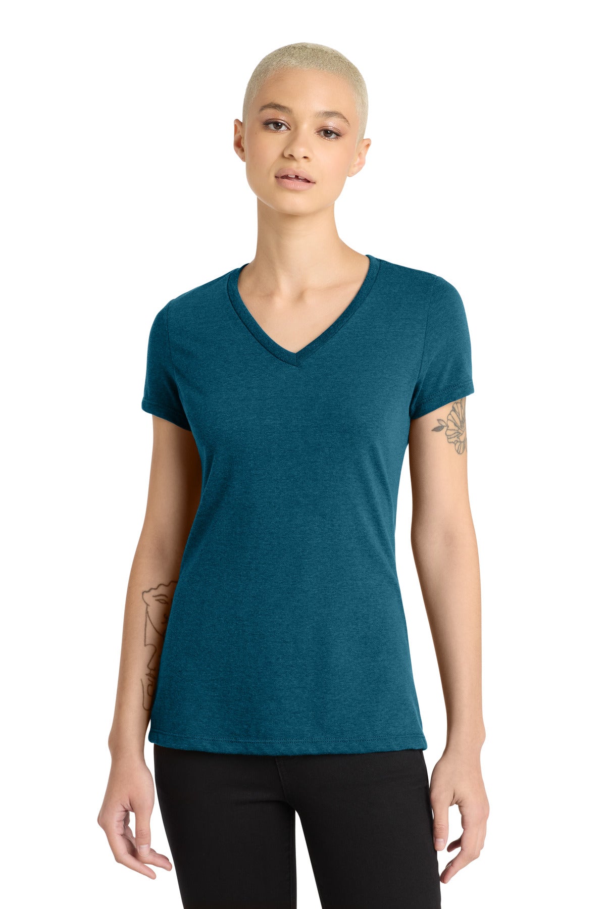 Custom Embroidery or DTF Print - District ® Women's Perfect Blend ® CVC V-Neck Tee. DM1190L
