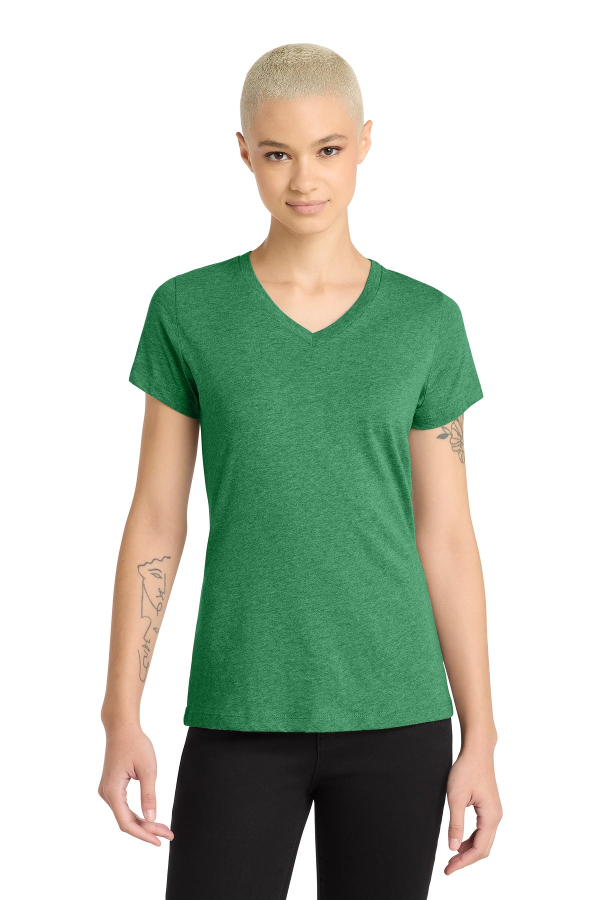 Custom Embroidery or DTF Print - District ® Women's Perfect Blend ® CVC V-Neck Tee. DM1190L