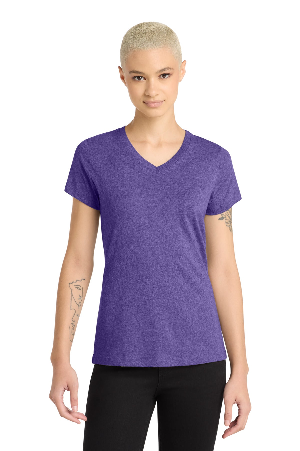 Custom Embroidery or DTF Print - District ® Women's Perfect Blend ® CVC V-Neck Tee. DM1190L