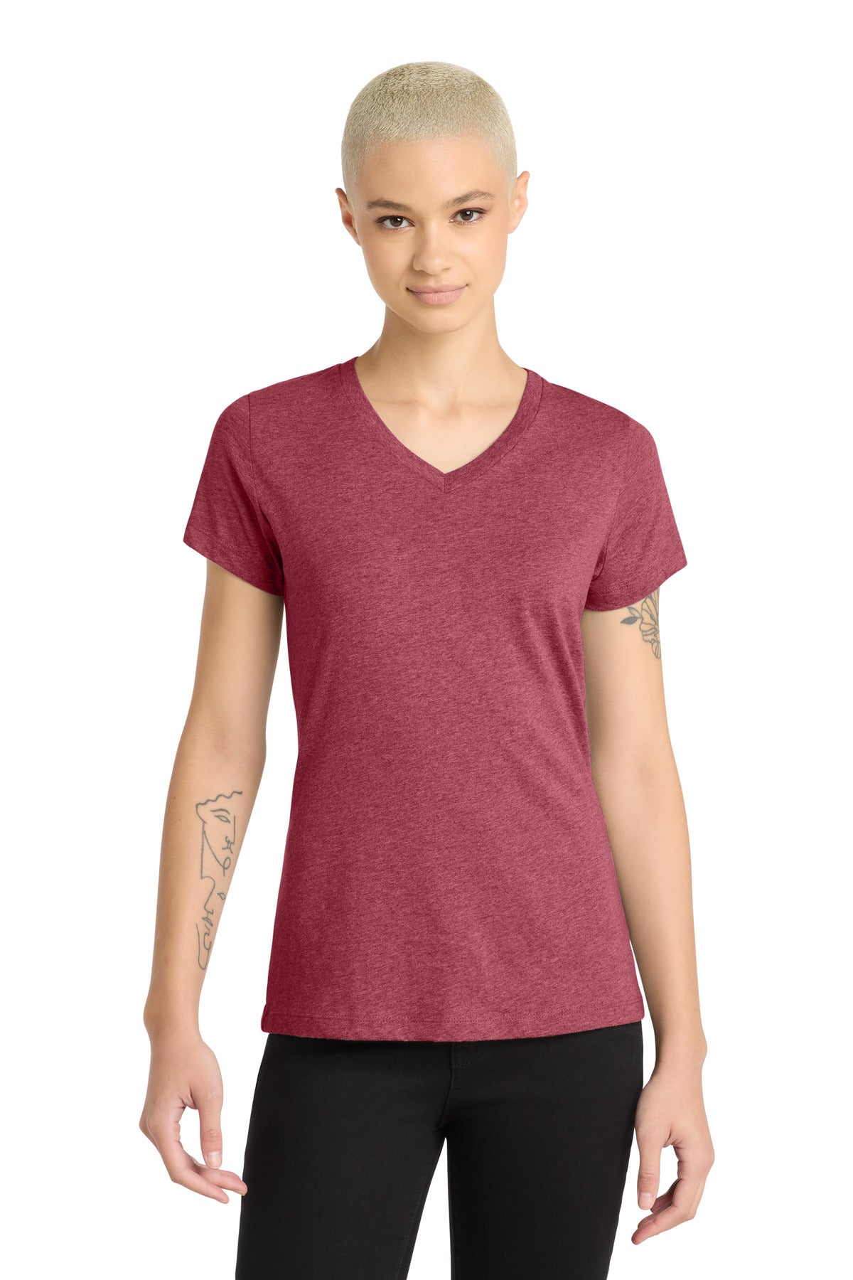 Custom Embroidery or DTF Print - District ® Women's Perfect Blend ® CVC V-Neck Tee. DM1190L