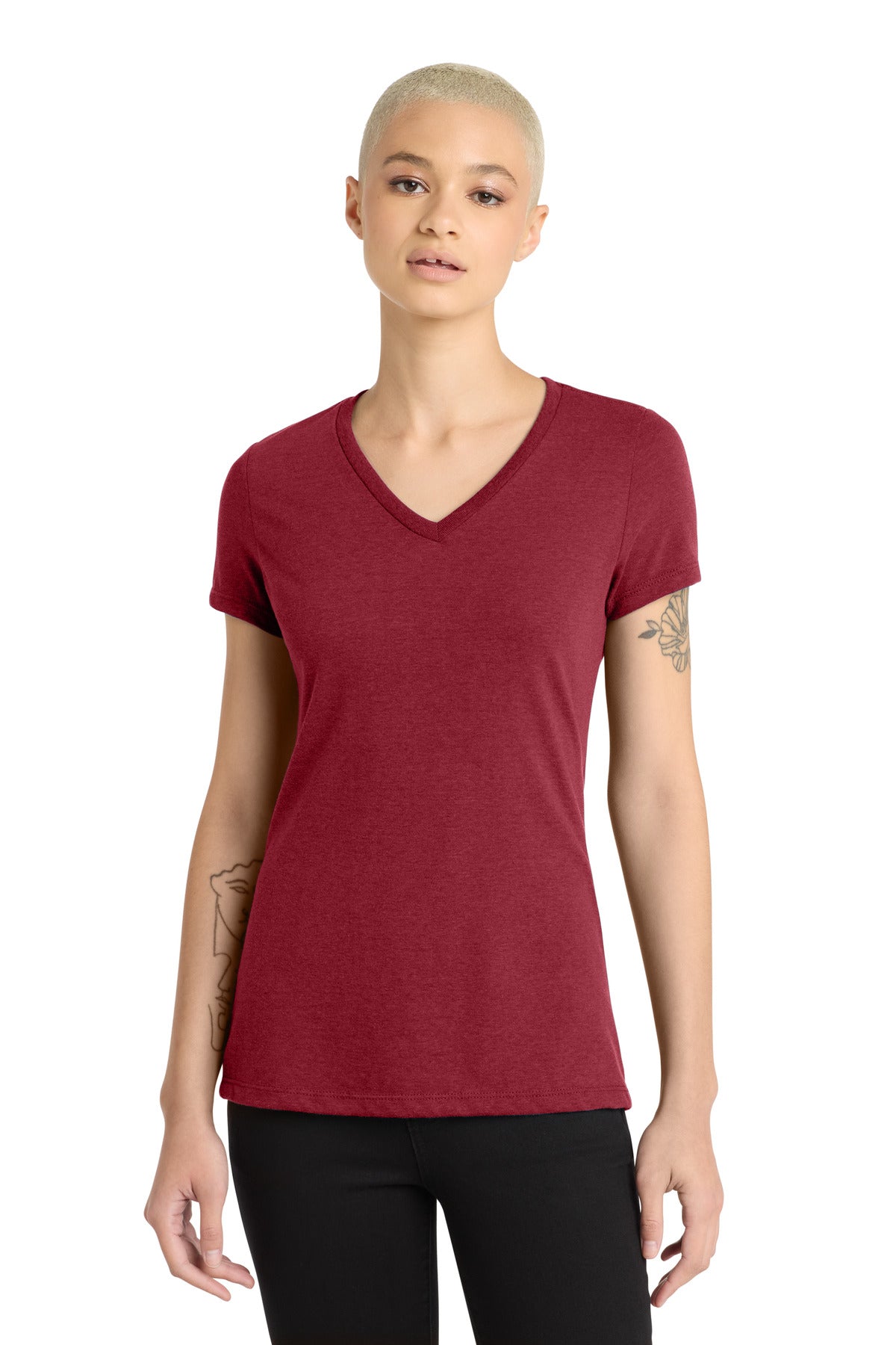 Custom Embroidery or DTF Print - District ® Women's Perfect Blend ® CVC V-Neck Tee. DM1190L