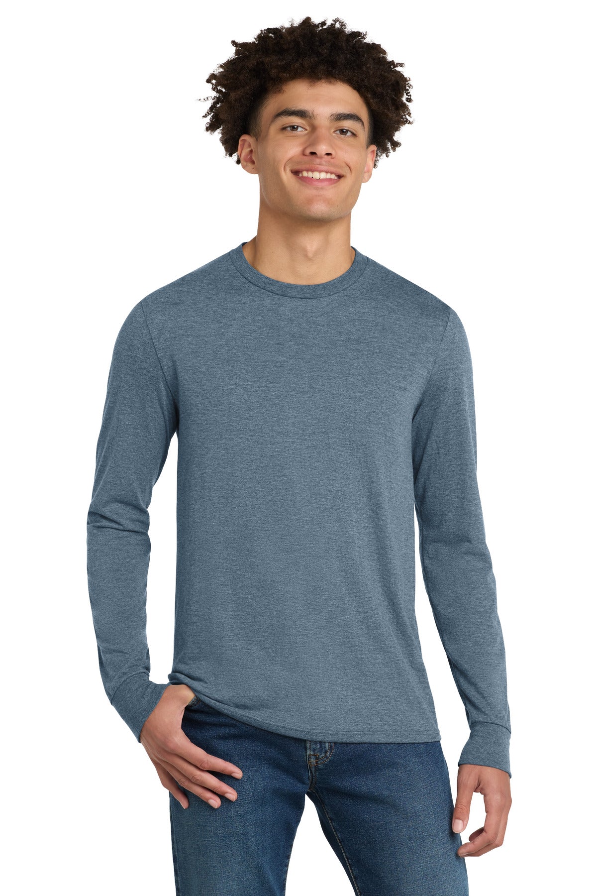 Custom Embroidery or DTF Print - District ® Perfect Tri ® Long Sleeve Tee . DM132
