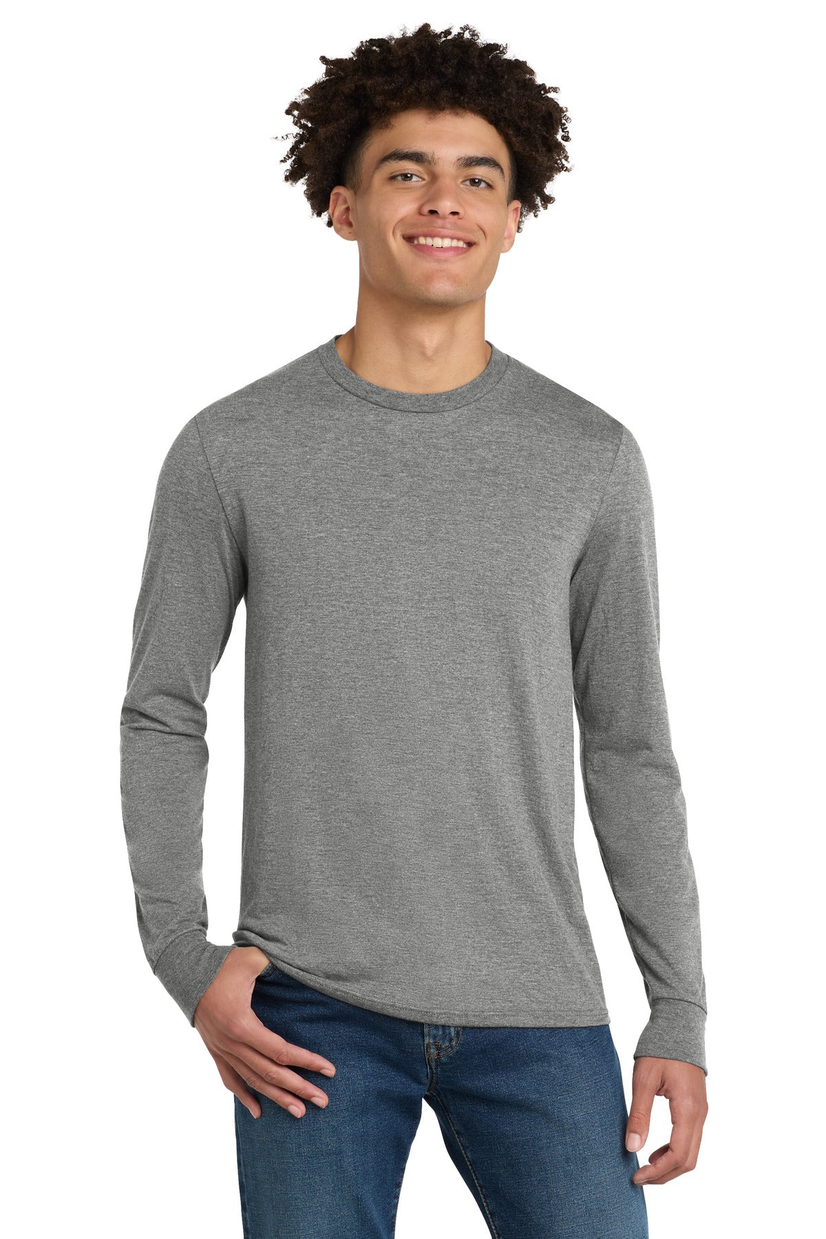 Custom Embroidery or DTF Print - District ® Perfect Tri ® Long Sleeve Tee . DM132