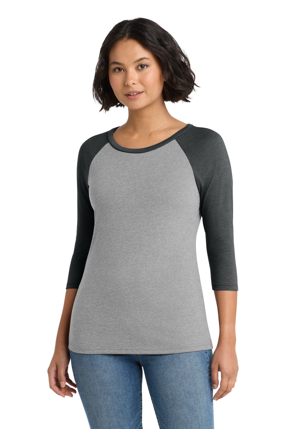 Custom Embroidery or DTF Print - District ® Women's Perfect Tri ® 3/4-Sleeve Raglan. DM136L